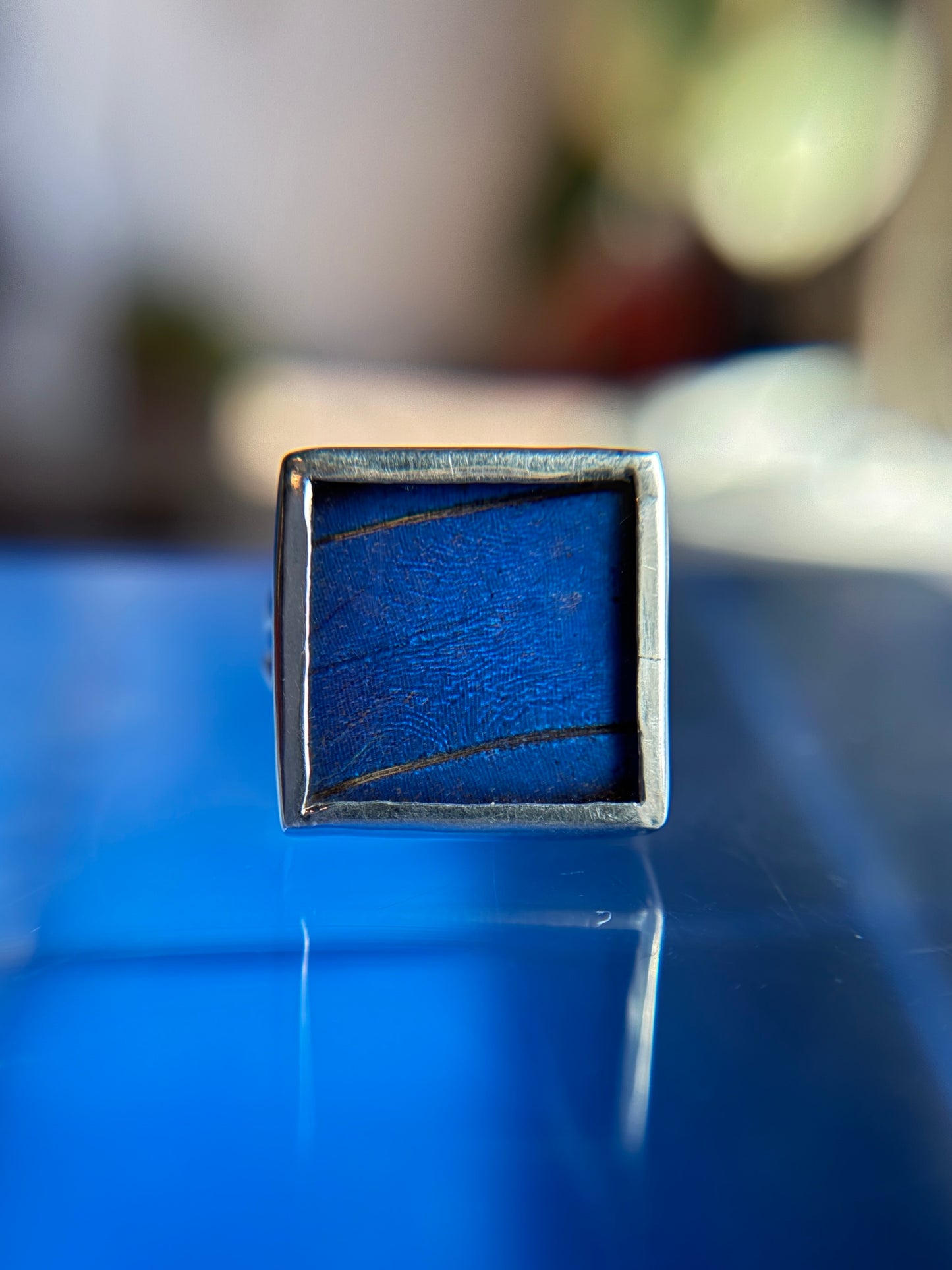 Blue Morpho Butterfly Ring Size 5 Sterling Silver