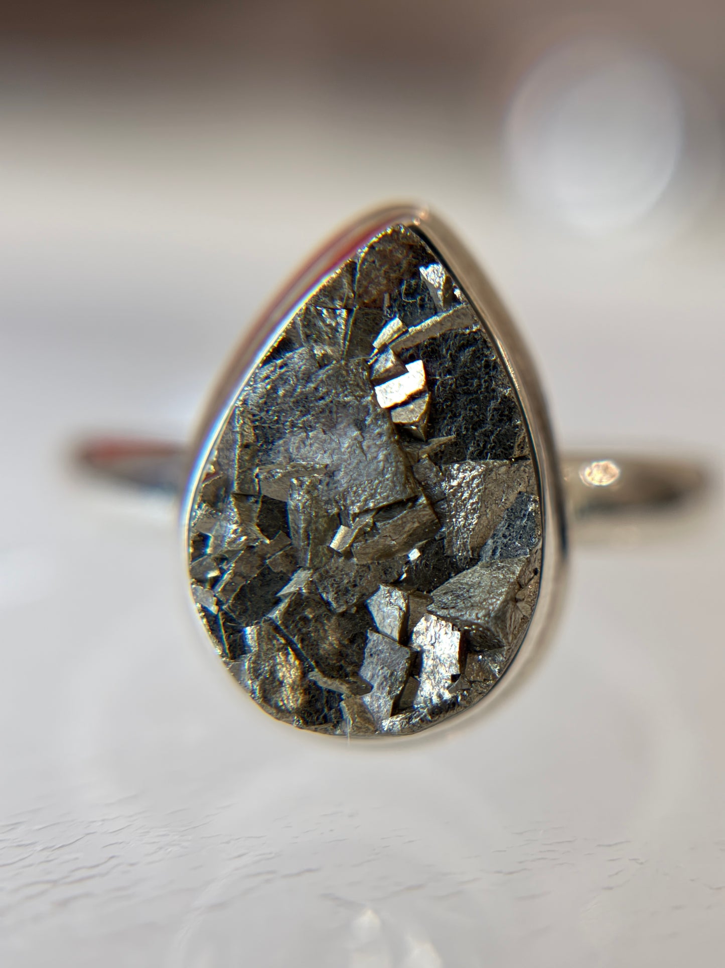 Sterling Silver Pyrite Ring size 9