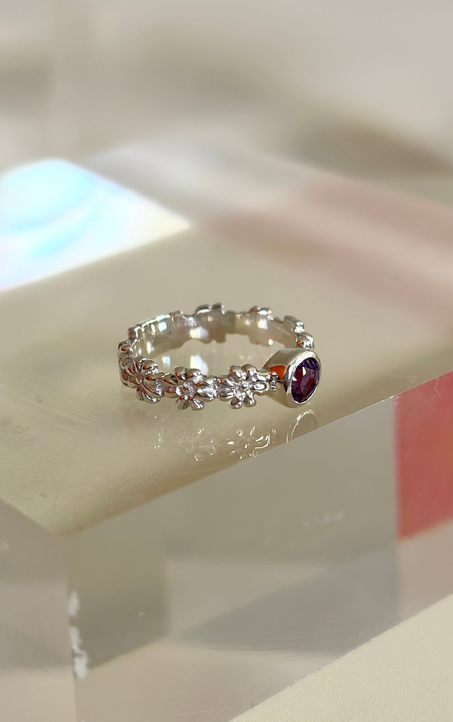 Amethyst Daisy Ring Size 4