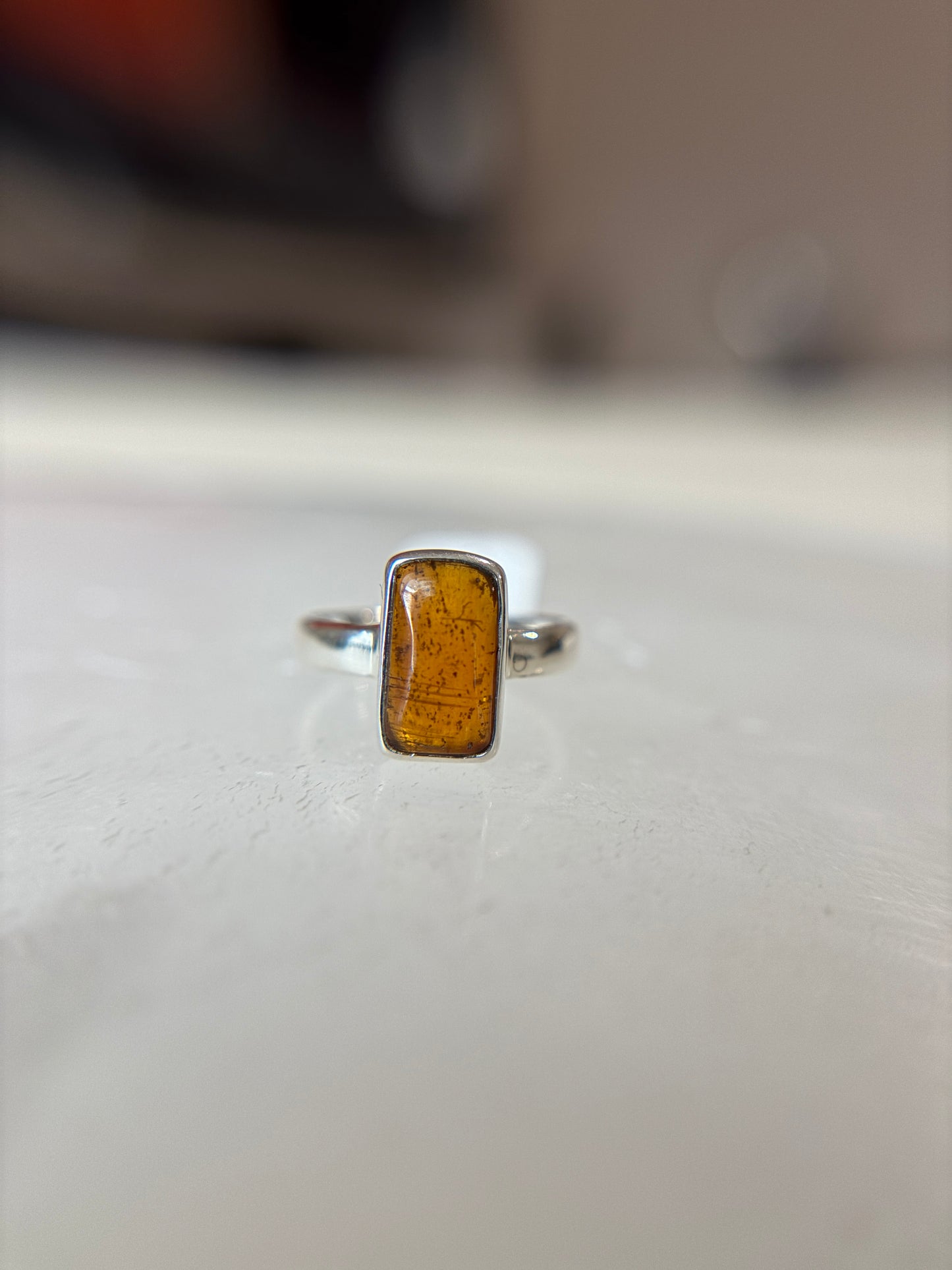 Orange Kyanite Ring Size 4 Sterling Silver