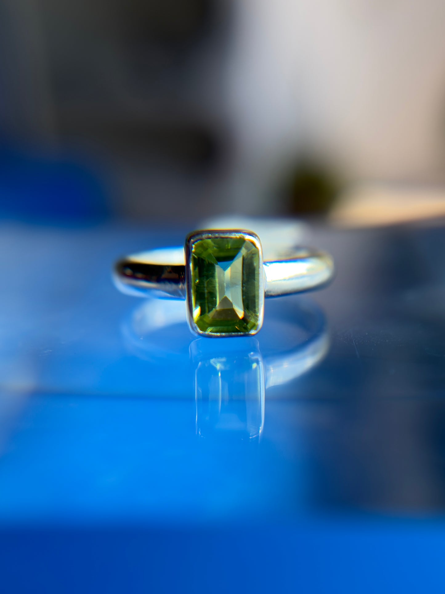 Peridot Ring Size 5 Sterling Silver