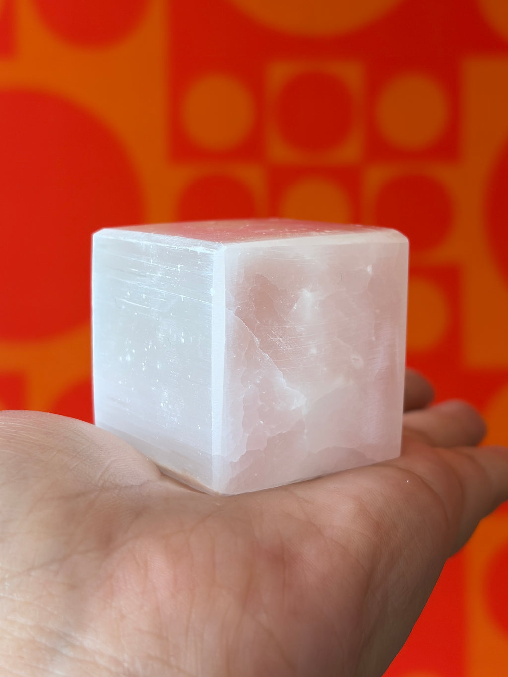 Polished TV Selenite Cube