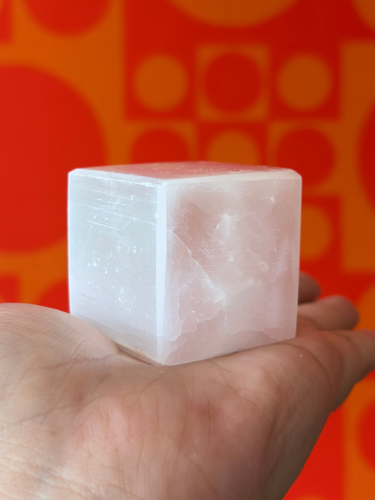 Polished TV Selenite Cube