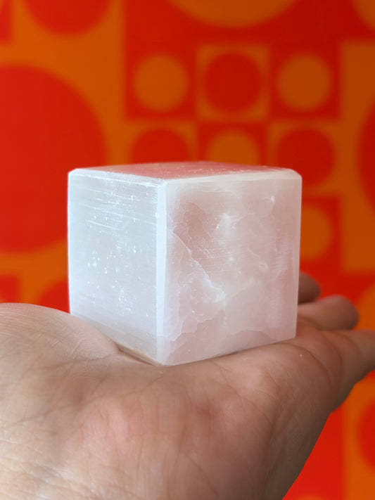 Polished TV Selenite Cube