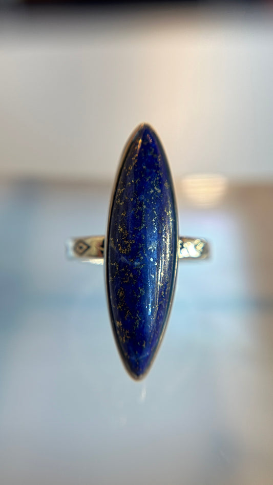 Sterling Silver Lapis Lazuli Ring Size 9