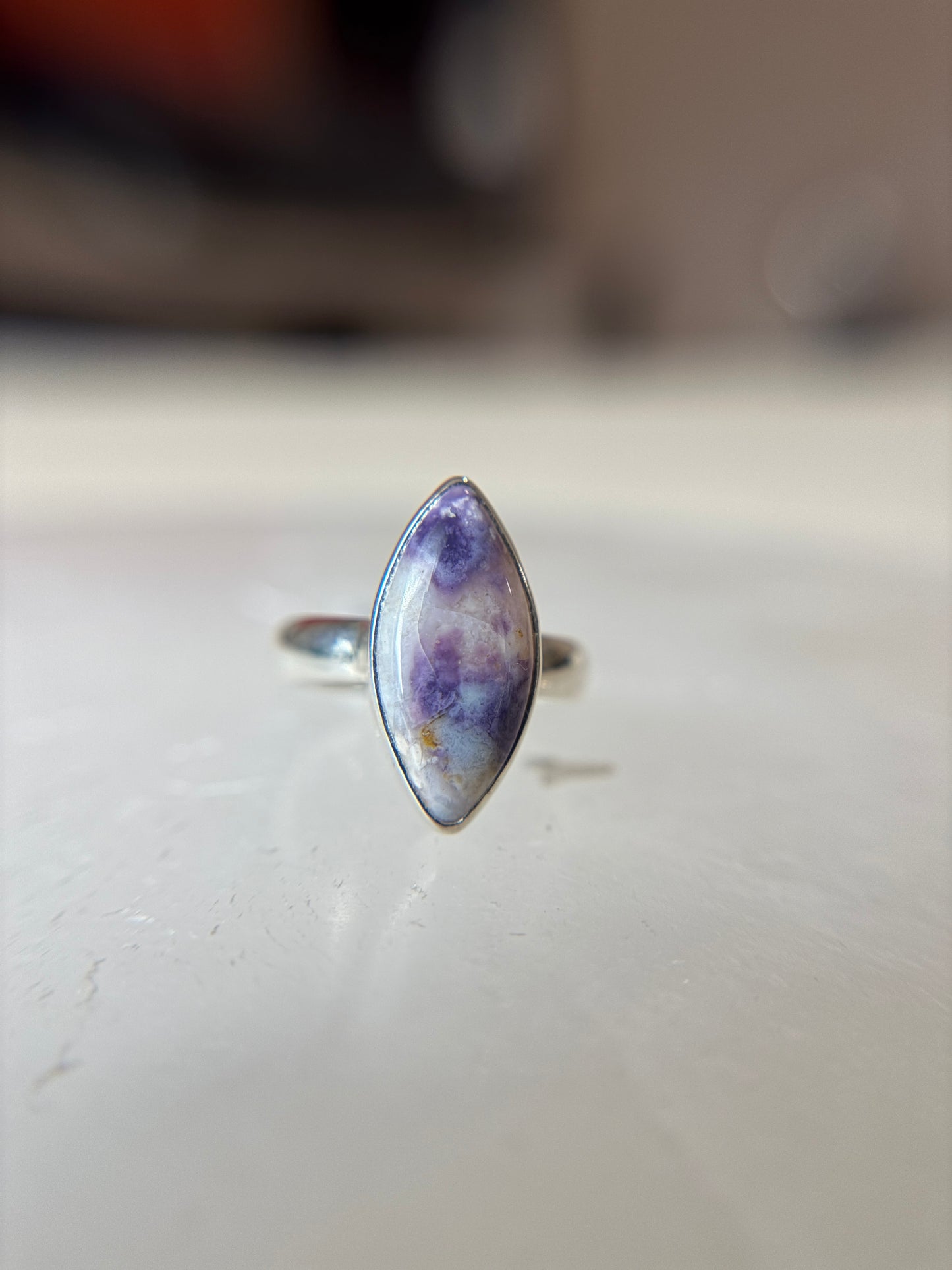 Violet Opal Ring Size 6 Sterling Silver