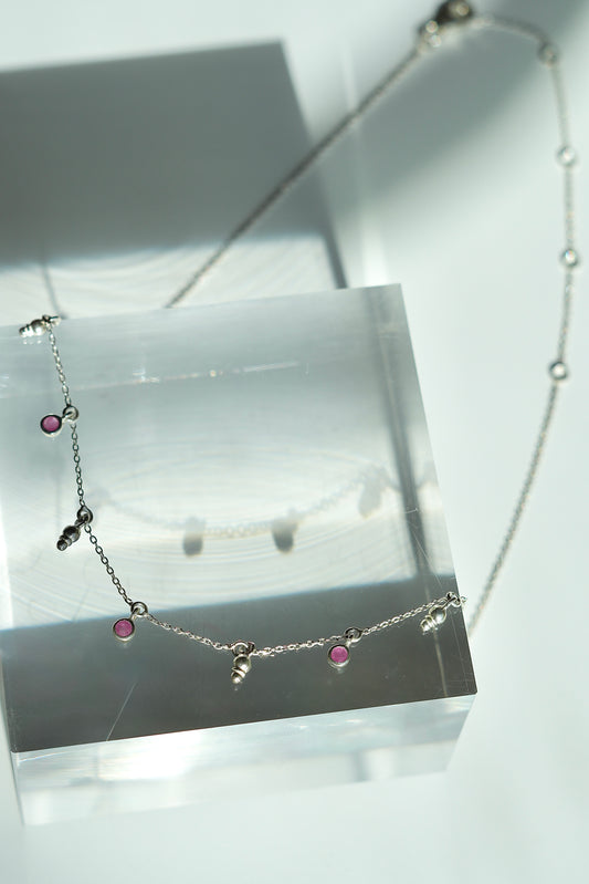 Sterling Silver African Ruby Necklace