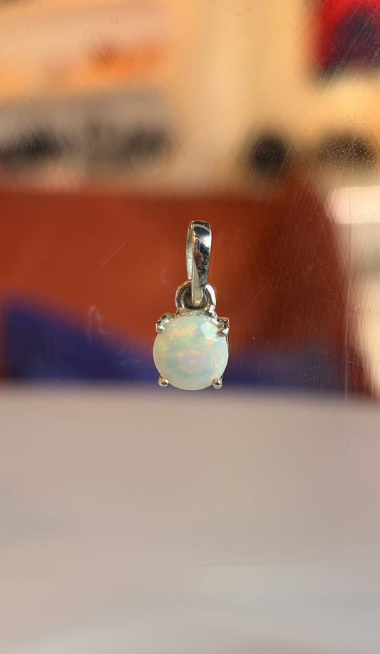 Opal Circle Necklace Pendant