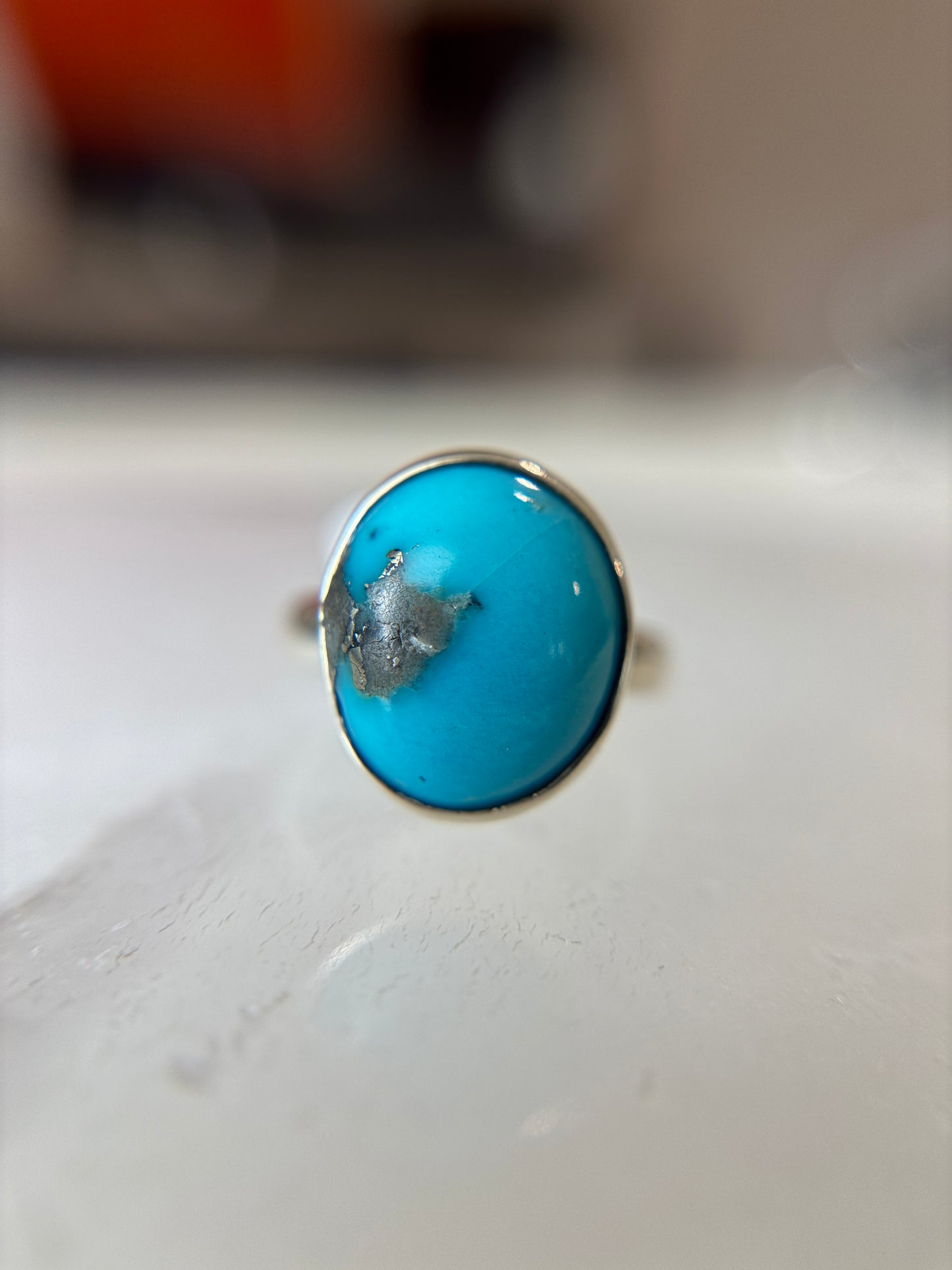 Natural Persian Turquoise Ring Size 8 Sterling Silver