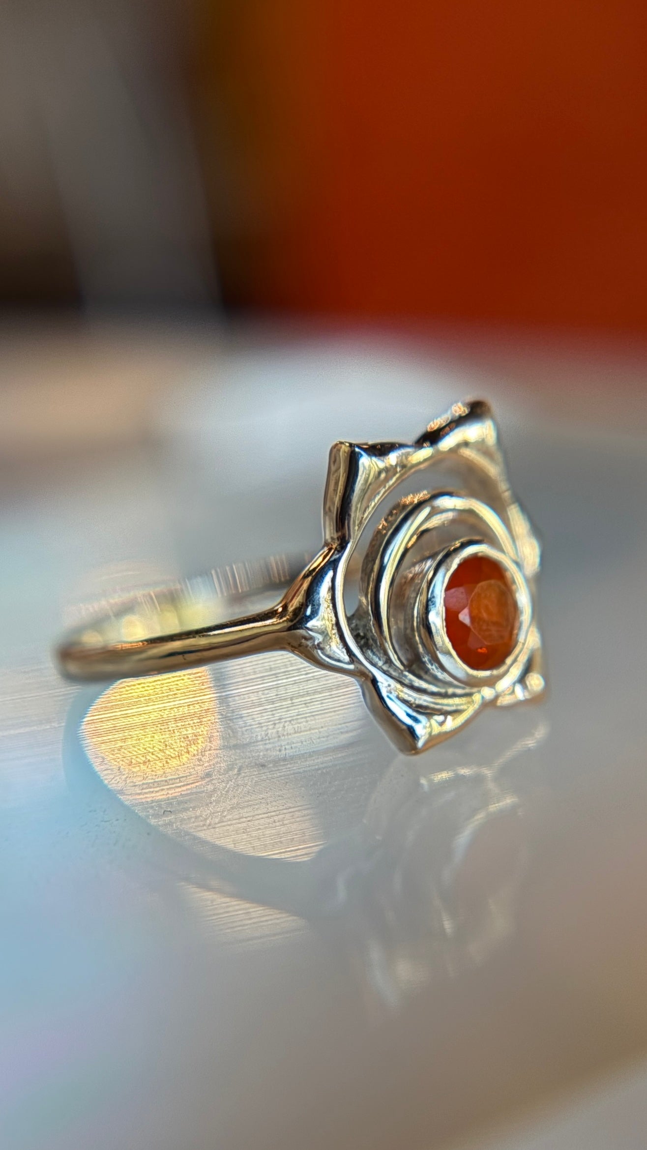 Sacral Chakra Carnelian Ring Size 6