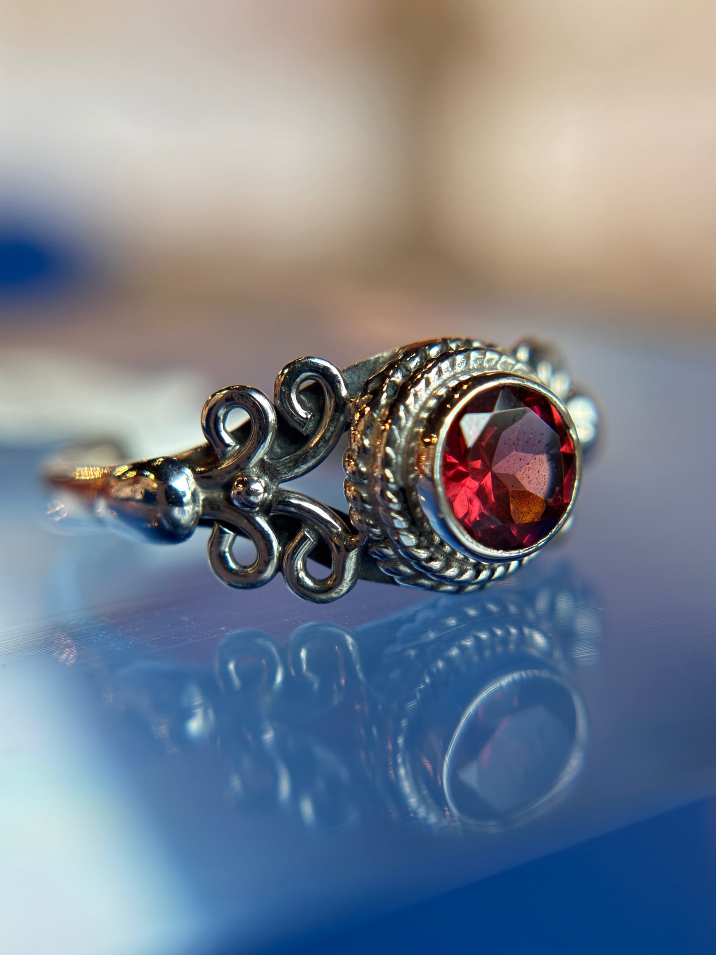 Garnet Ring Sterling Silver