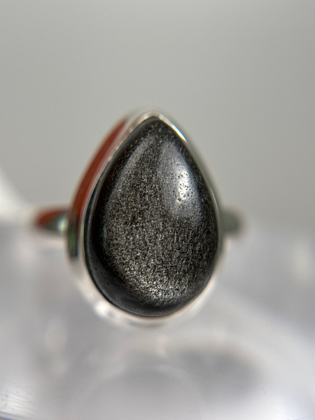 Silver Obsidian Ring Size 6