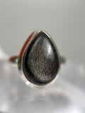 Silver Obsidian Ring Size 6