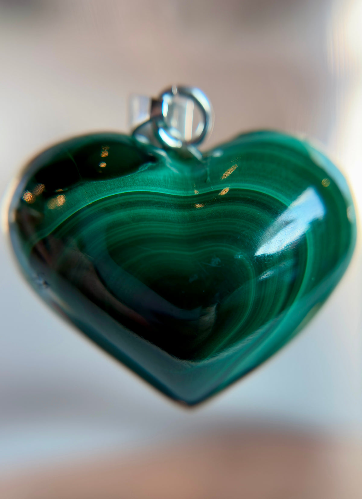 Large Malachite Hearts from Mexico with Sterling Silver Hardware