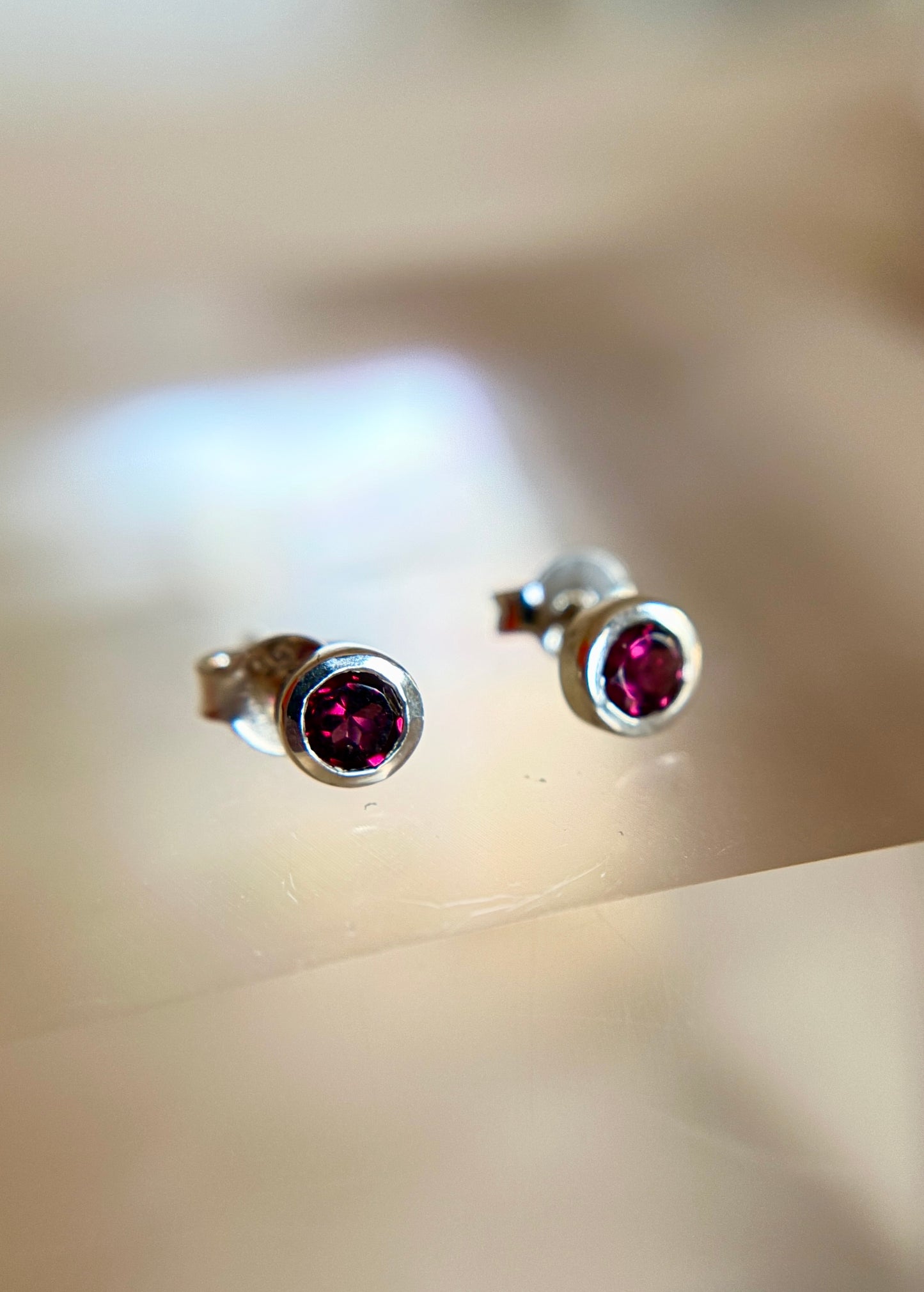 Rhodolite Garnet Stud Earrings