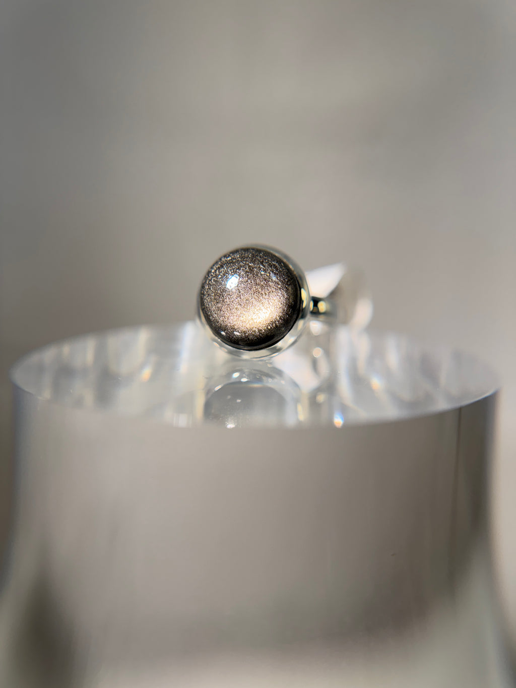 Silver Sheen Obsidian Ring Size 5