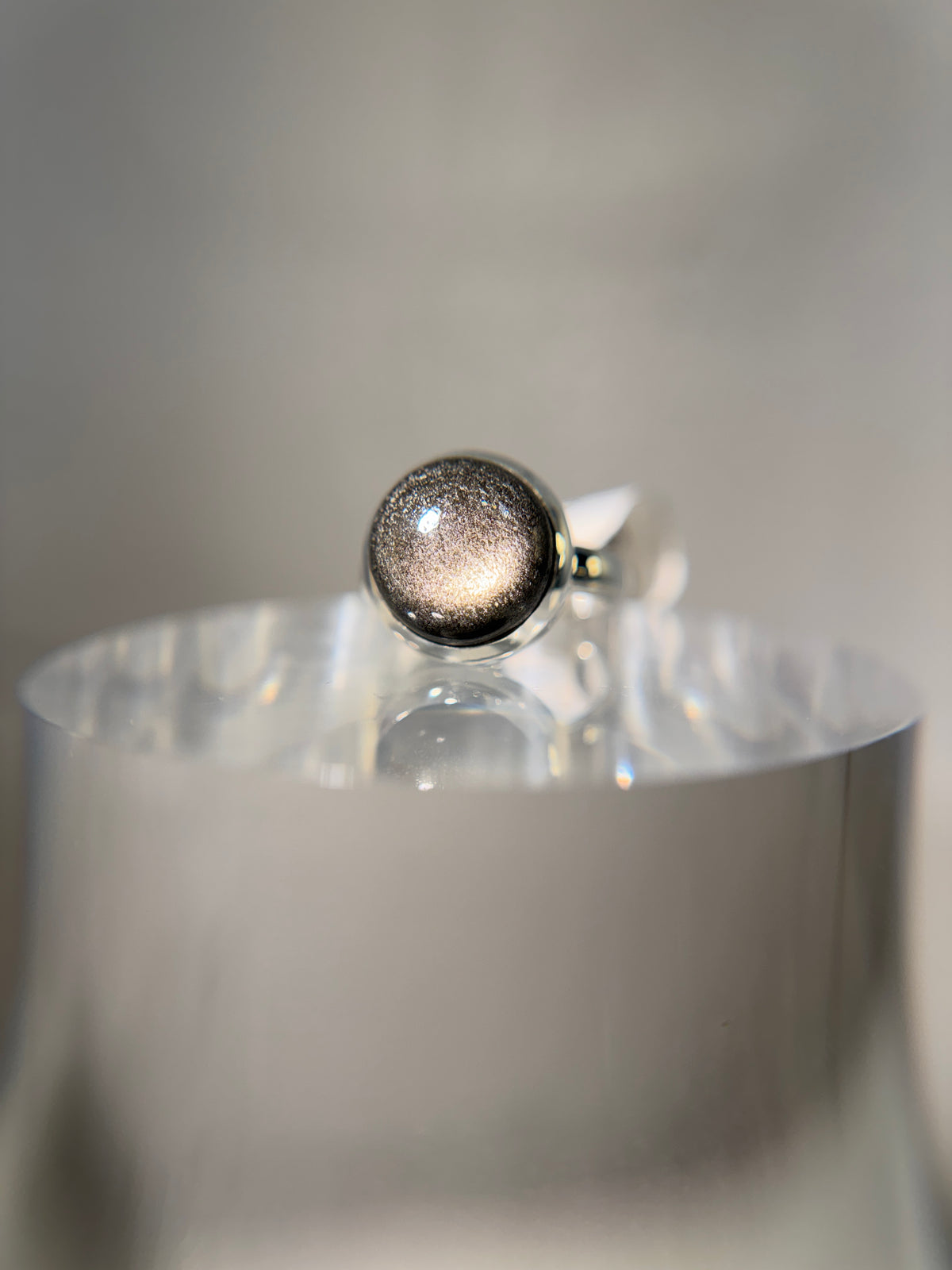Silver Sheen Obsidian Ring Size 5