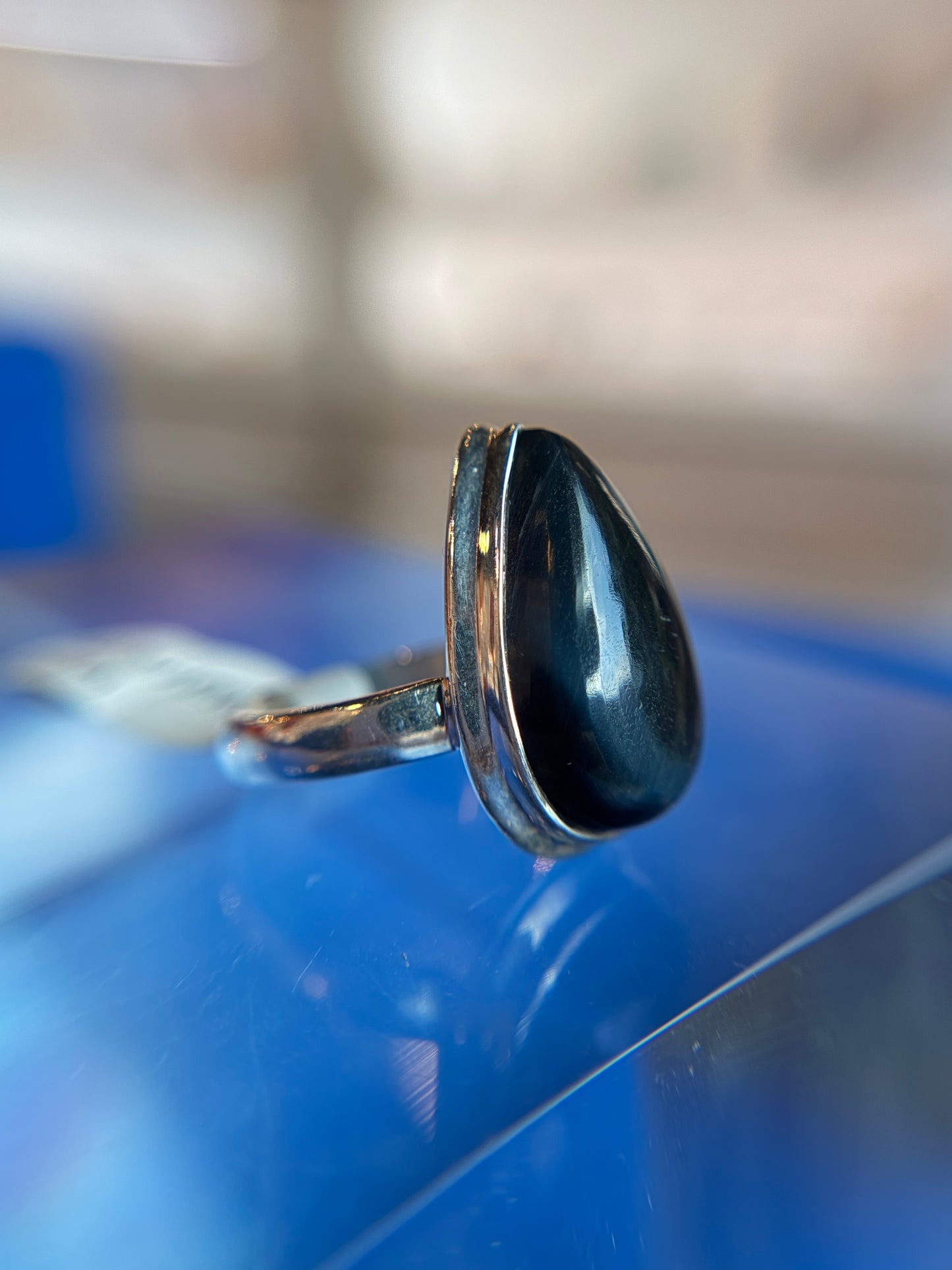 Blue Tiger’s Eye Ring Size 7 Sterling Silver