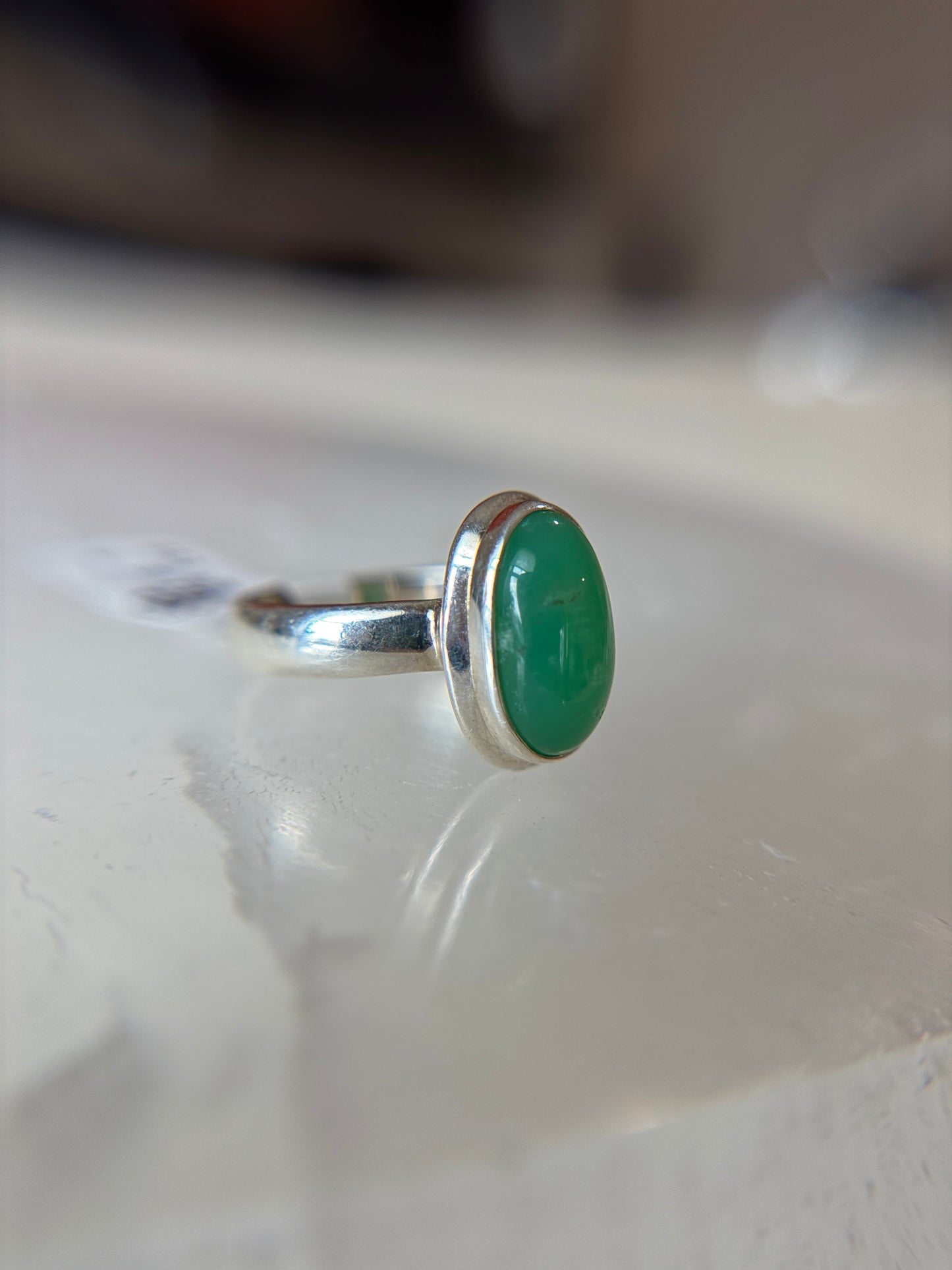 Chrysoprase Ring Size 7 Sterling Silver