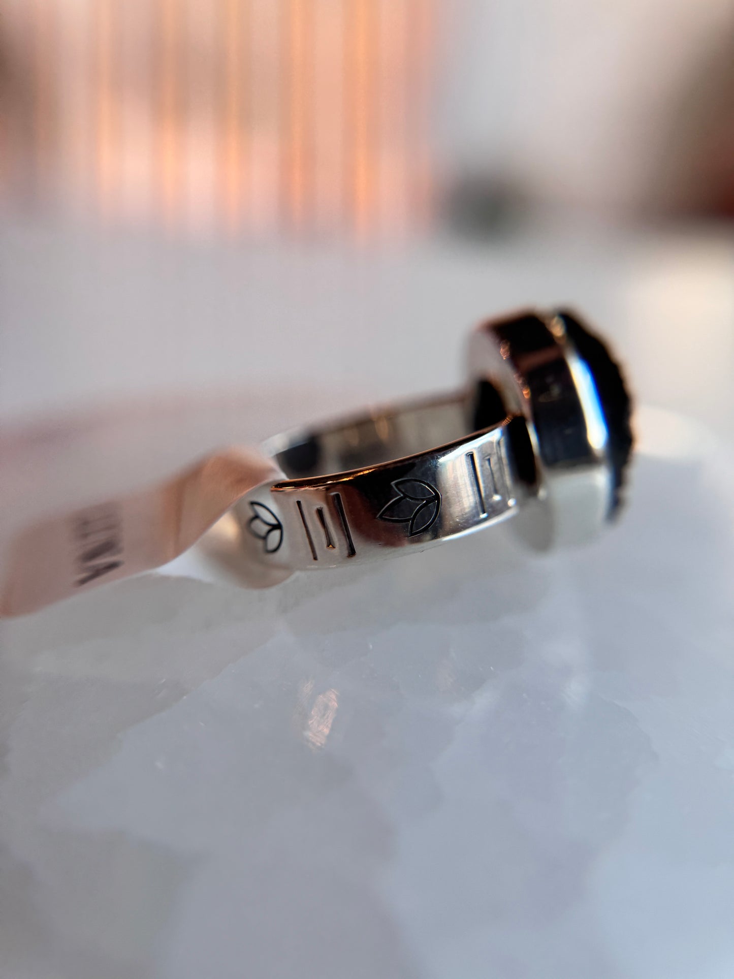 Black Tourmaline Ring | size 8 Sterling silver .925