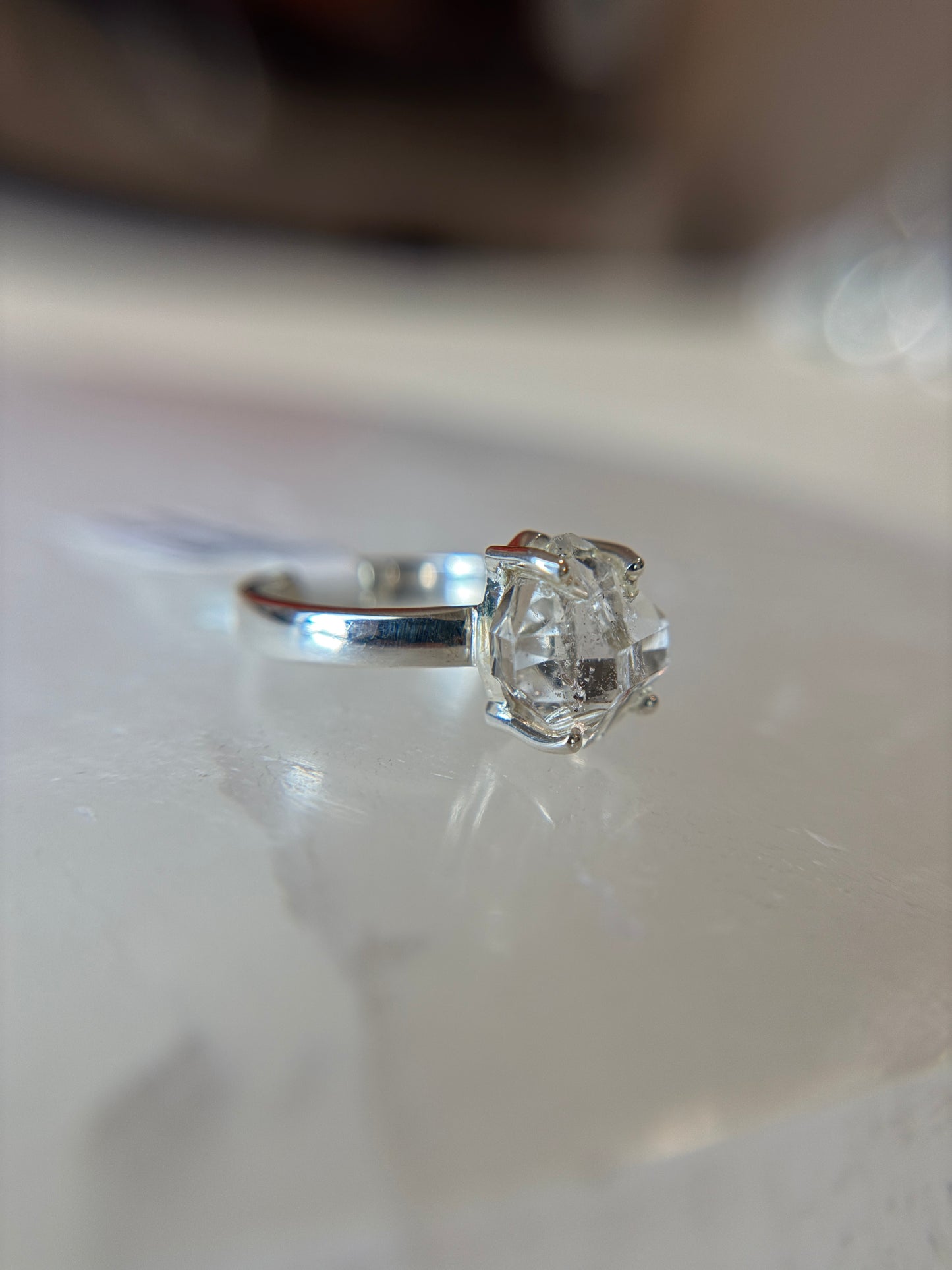 Herkimer Diamond Ring Size 7 Sterling Silver