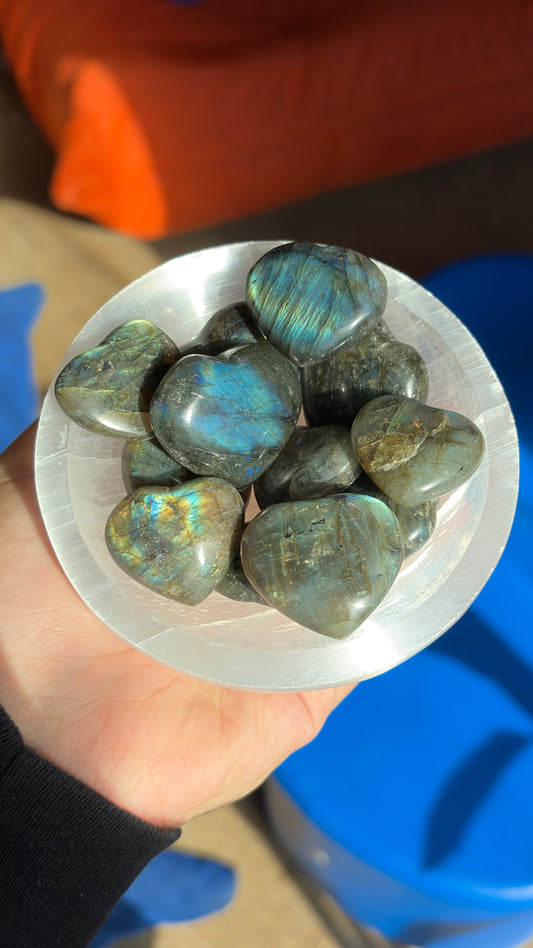 Polished Labradorite Mini Hearts