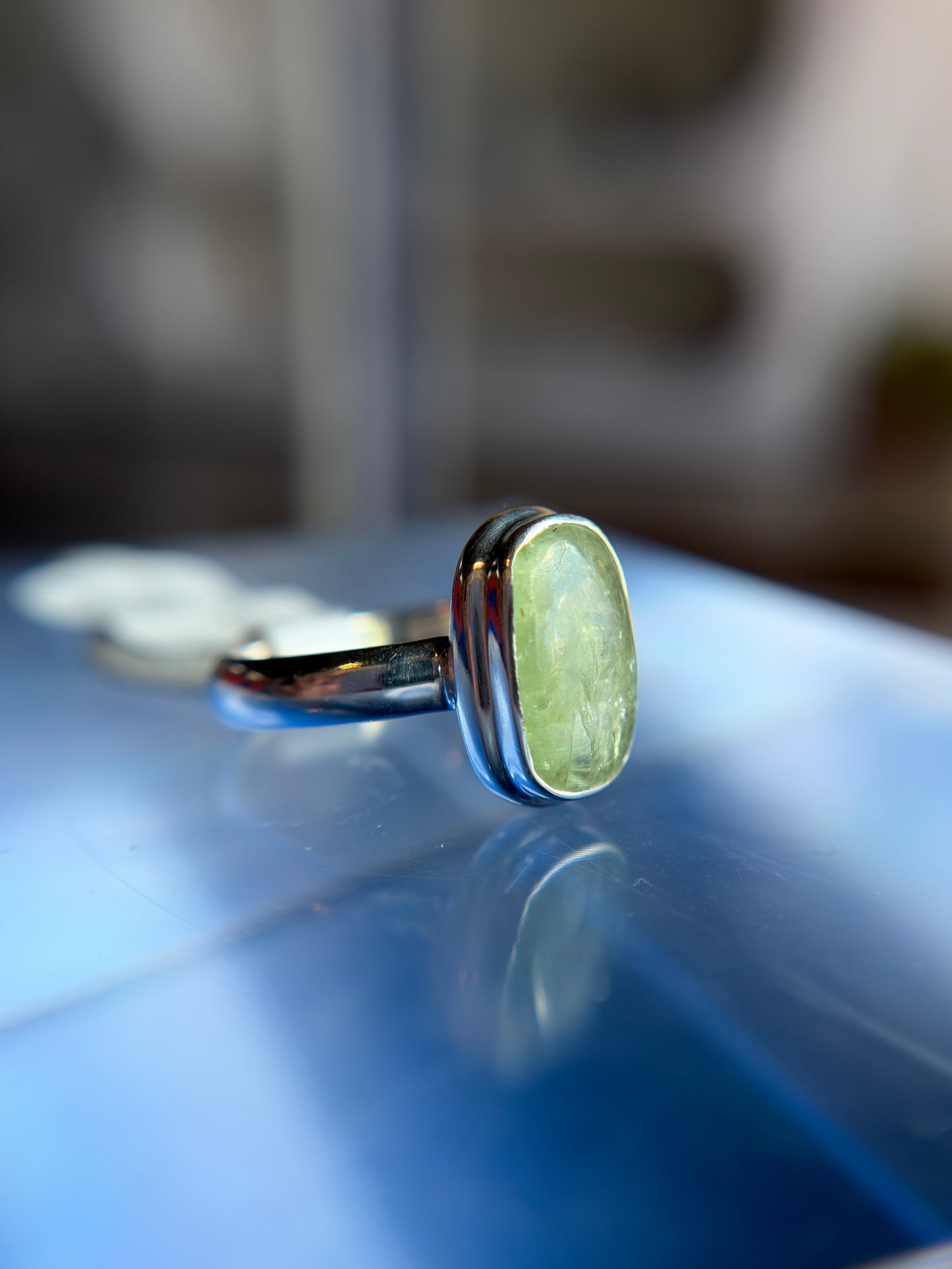 Green Kyanite Ring Size 5 Sterling Silver