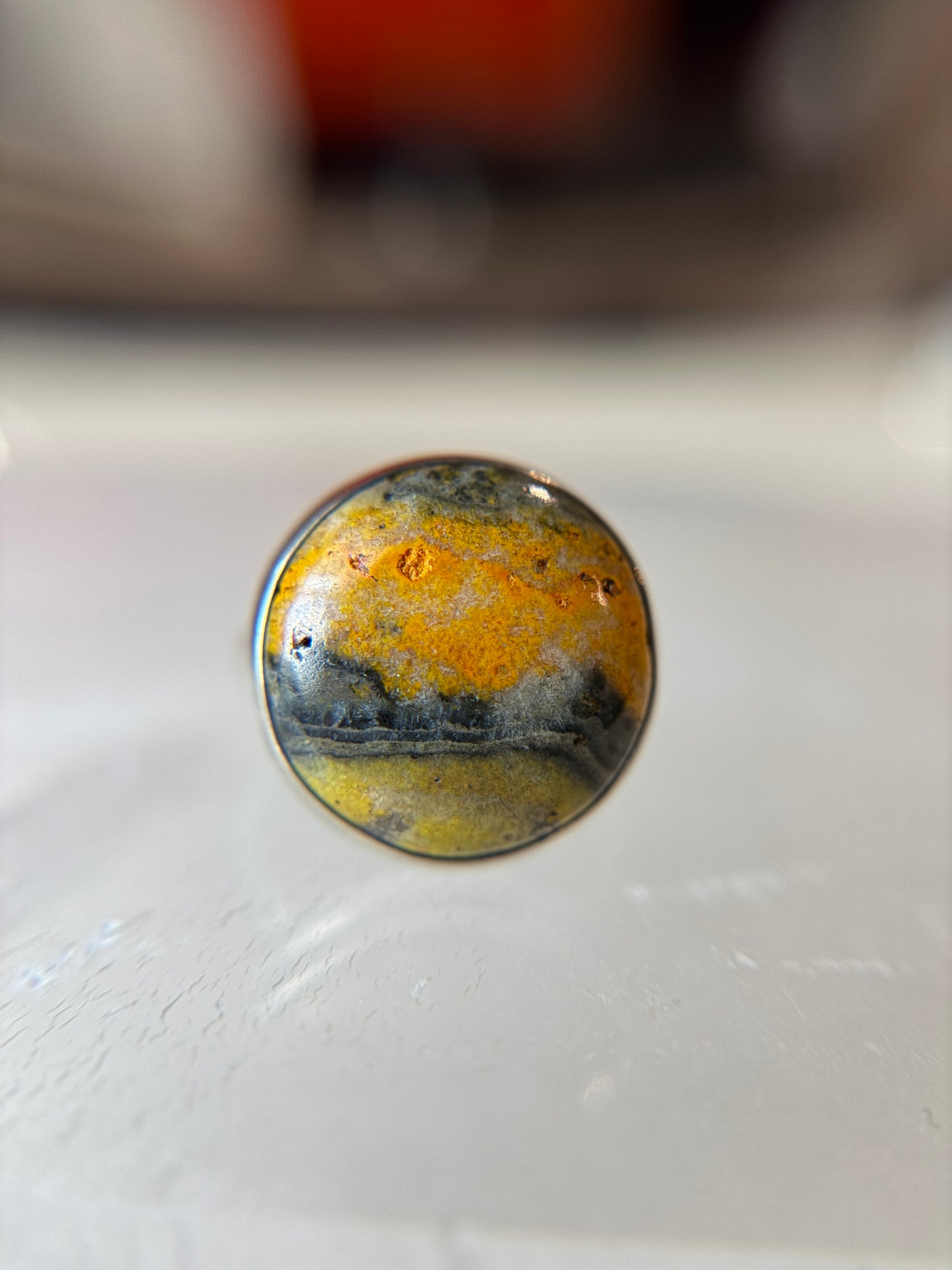 Bumblebee Jasper Ring Size 9 Sterling Silver
