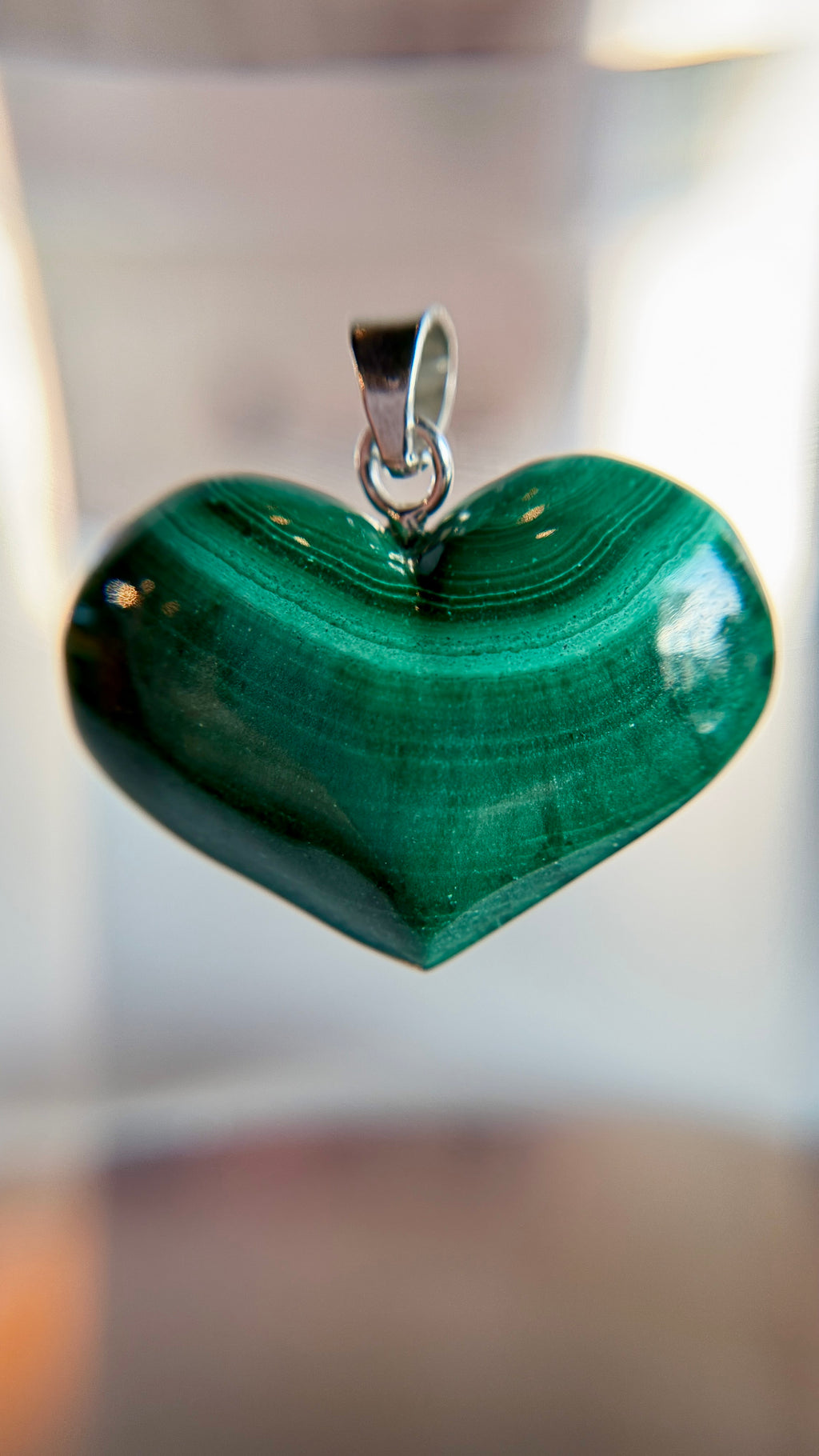 Large Malachite Hearts from Mexico with Sterling Silver Hardware