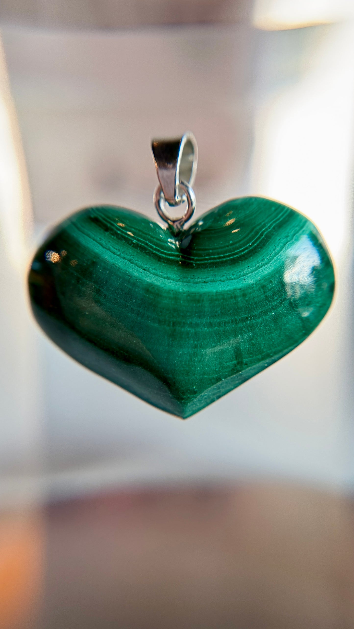 Large Malachite Hearts from Mexico with Sterling Silver Hardware