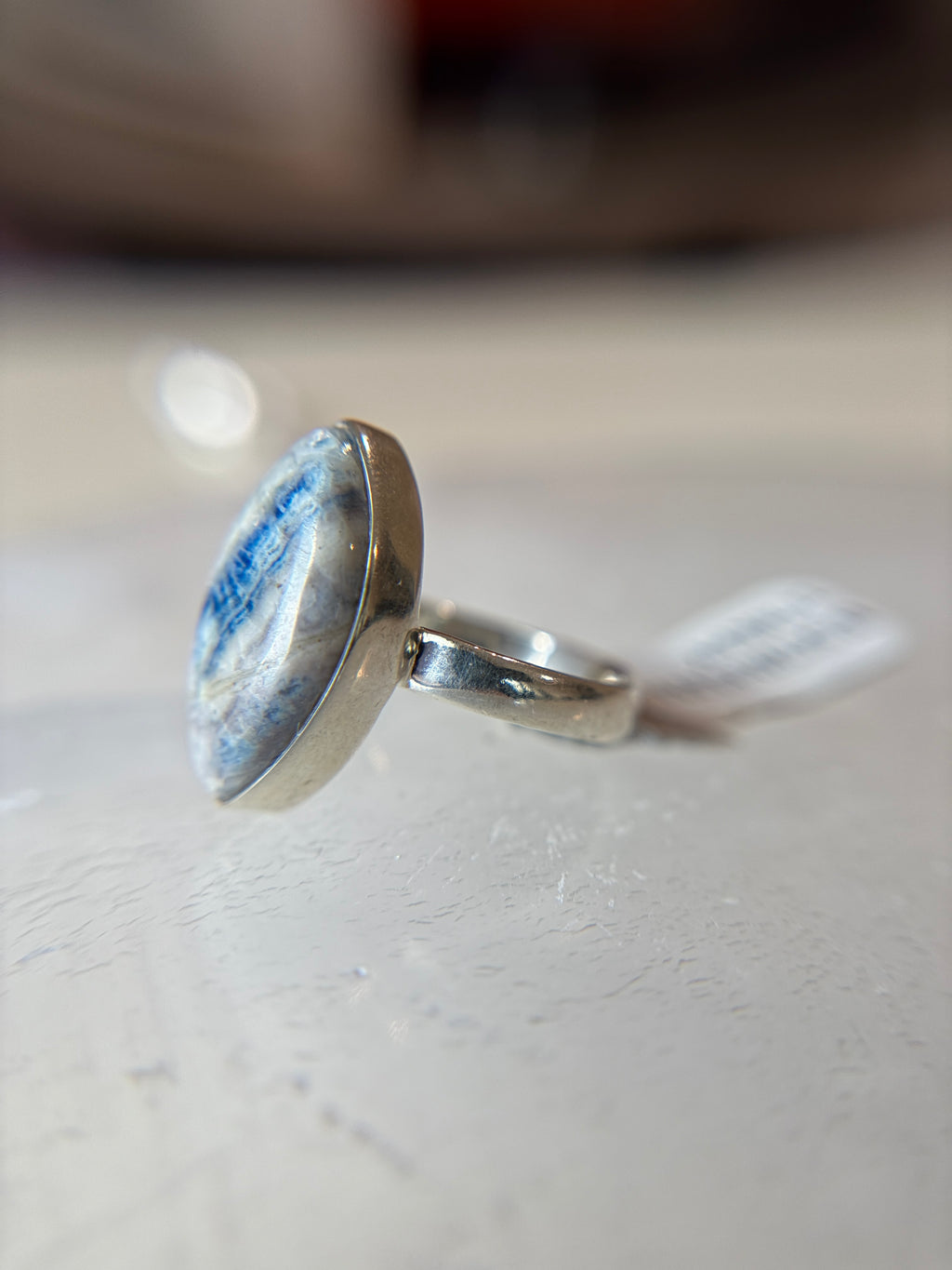 Blue Scheelite Ring Size 7 Sterling Silver