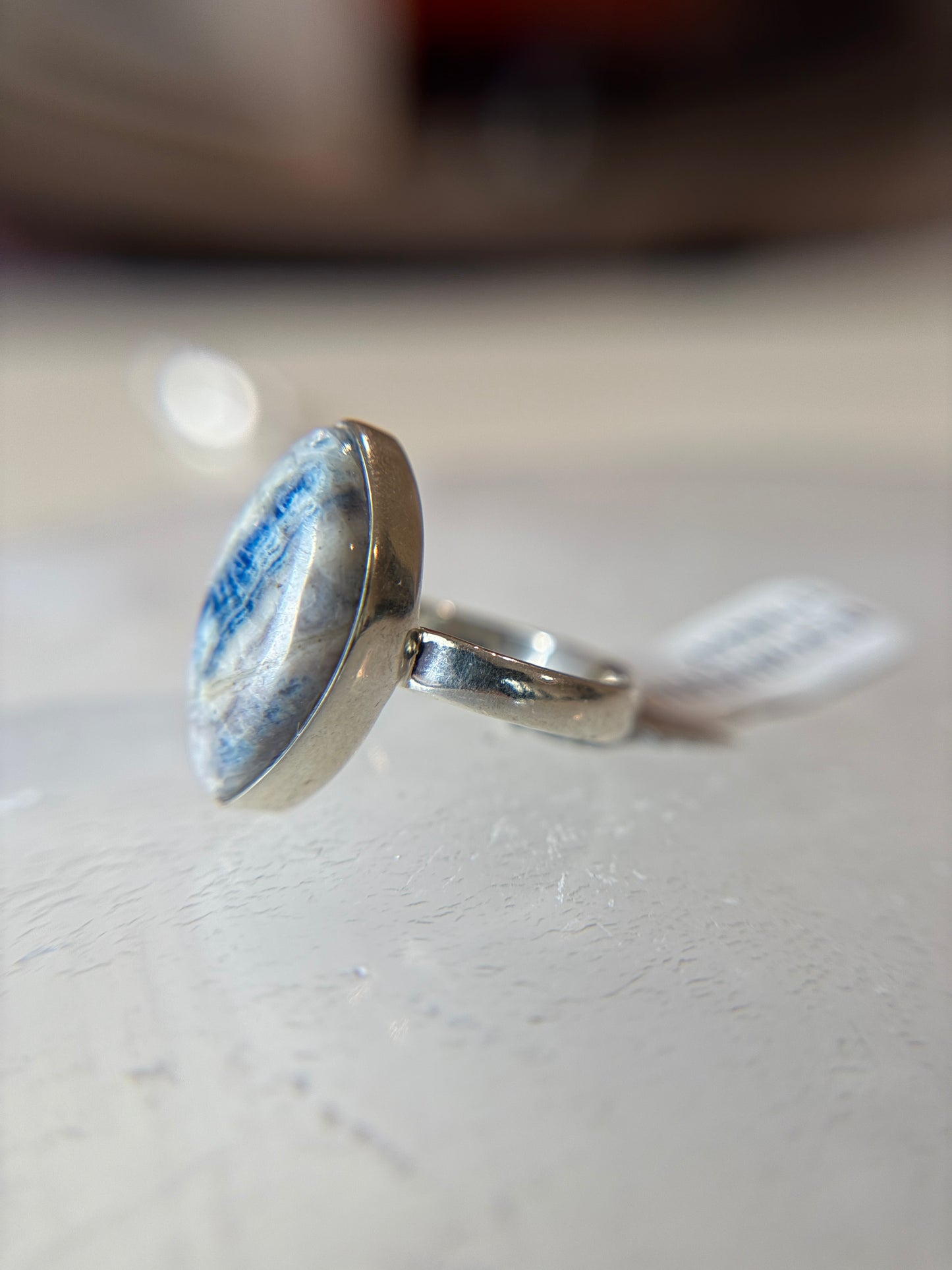 Blue Scheelite Ring Size 7 Sterling Silver