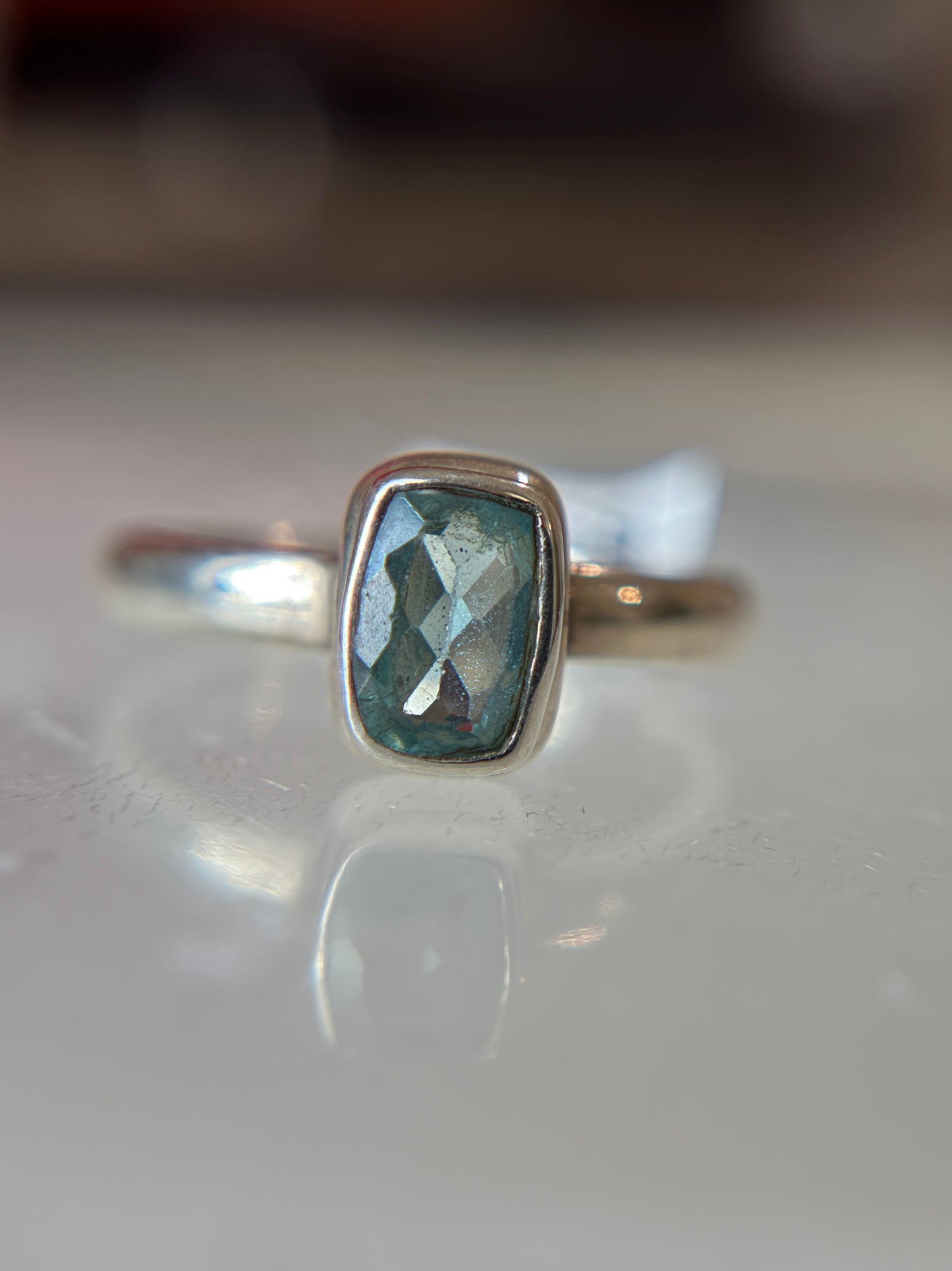 Blue Apatite Ring Size 7 Sterling Silver