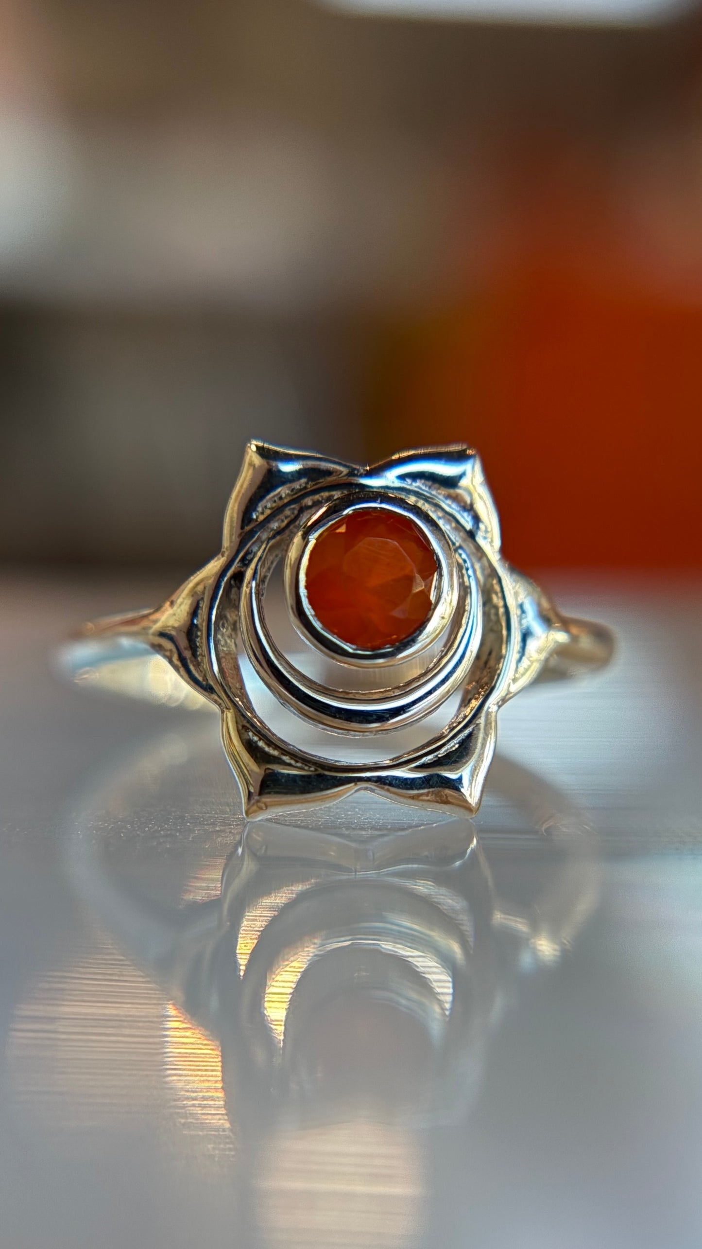 Sacral Chakra Carnelian Ring Size 6