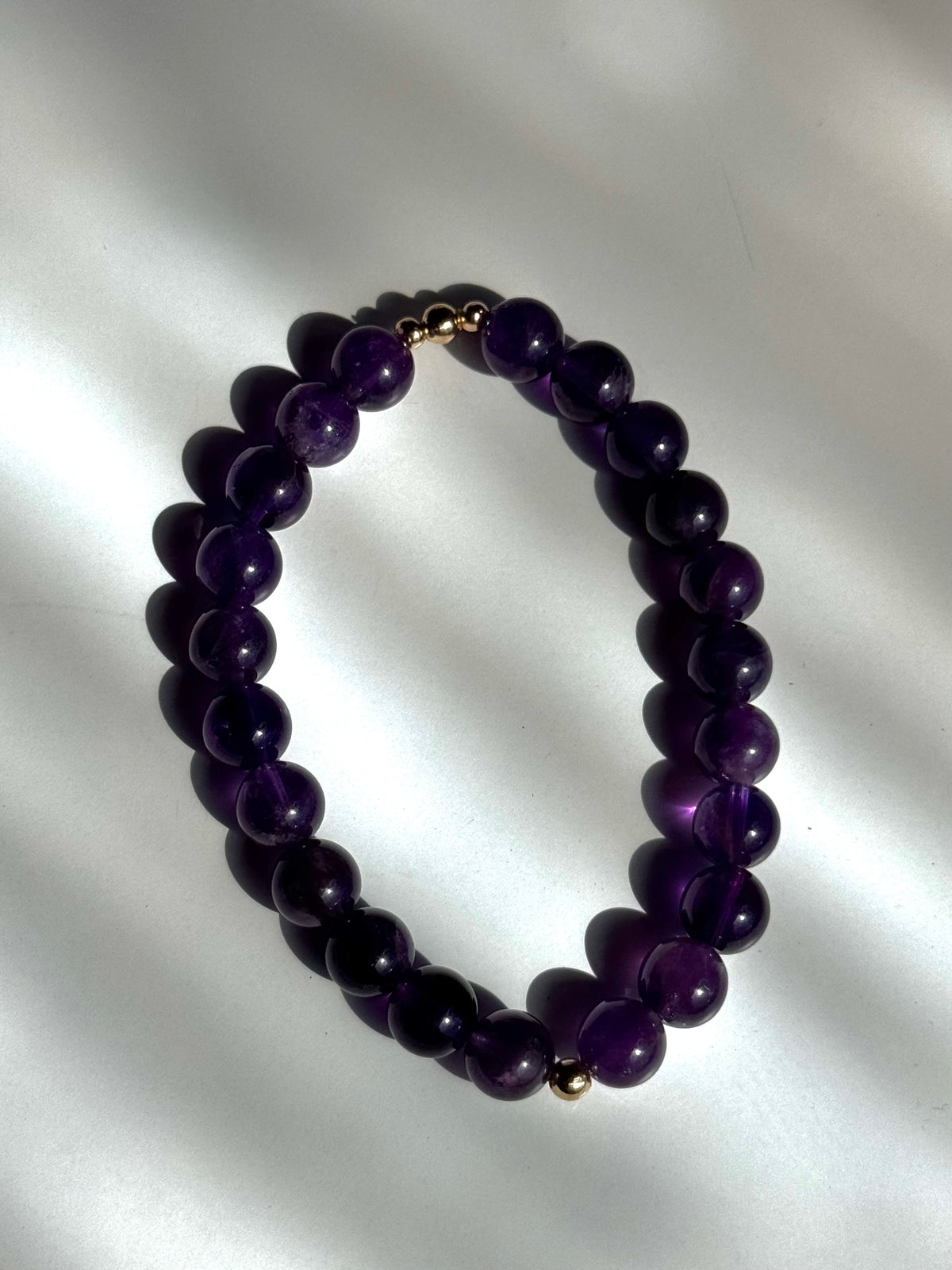 Amethyst Bracelet 8mm 18k Gold Filled hardware