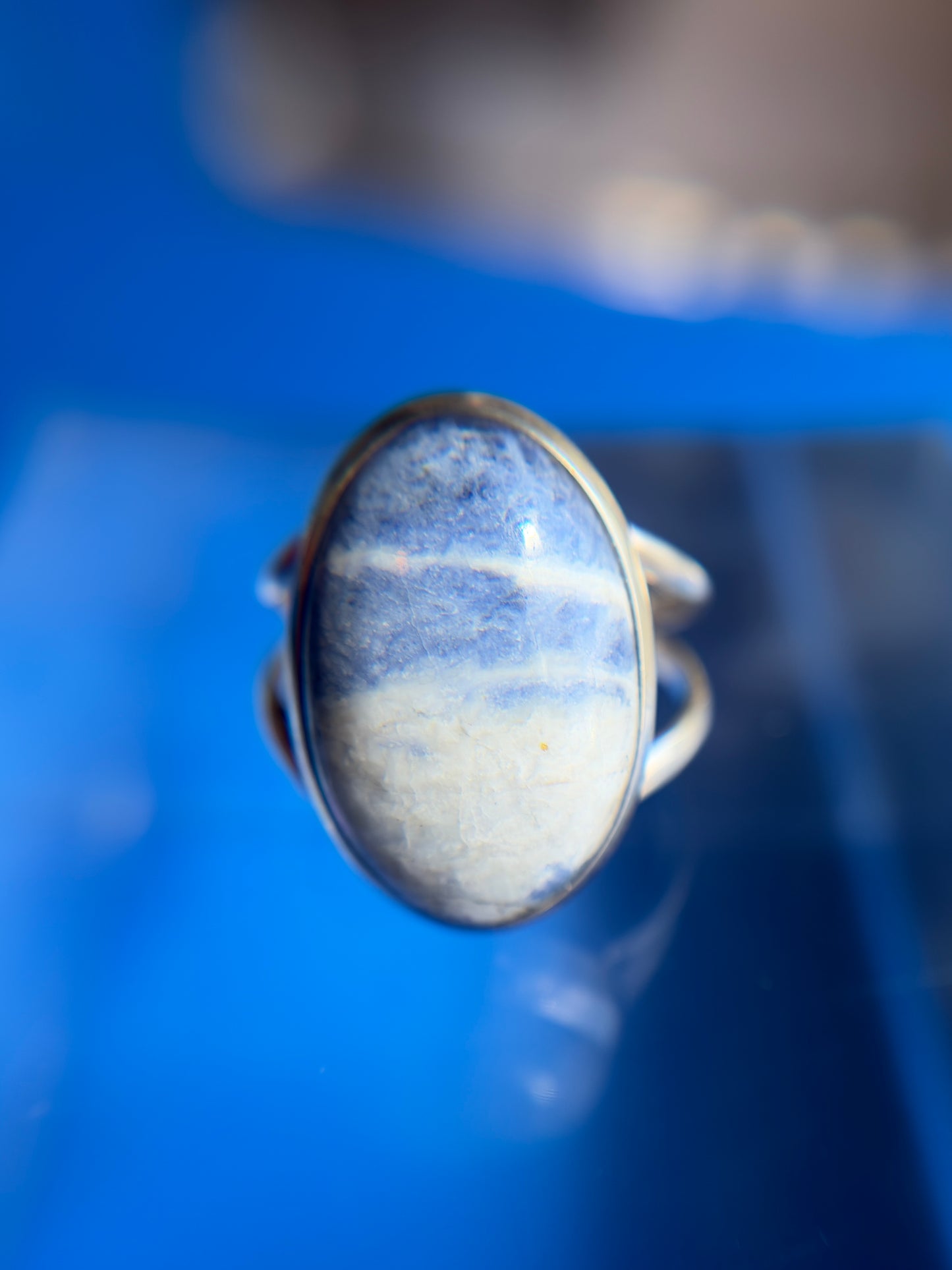Sodalite Ring Size 12 Sterling Silver