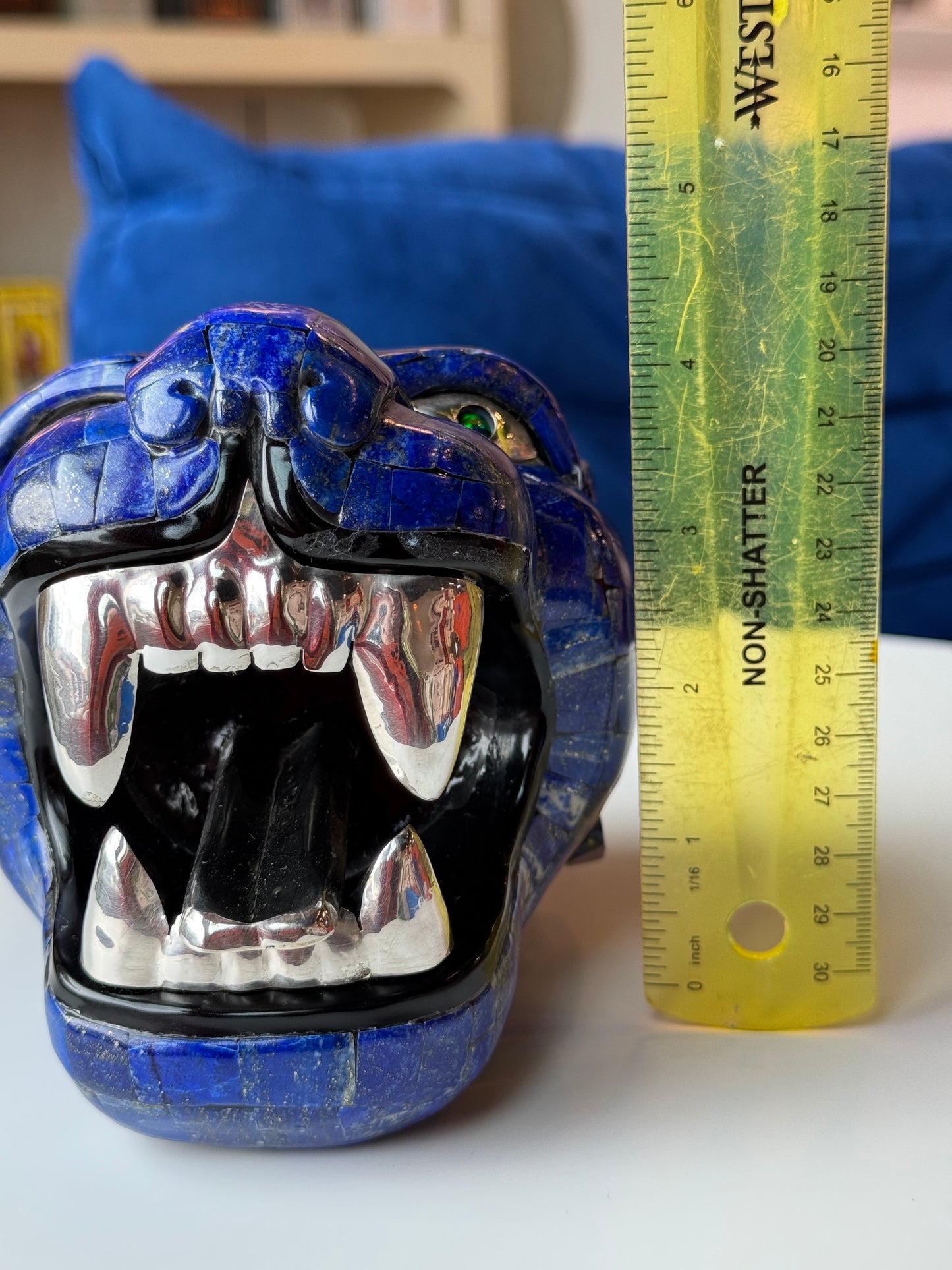 Large Mayan Jaguar Sculpture | Lapis Lazuli Opal and 95% silver accents
