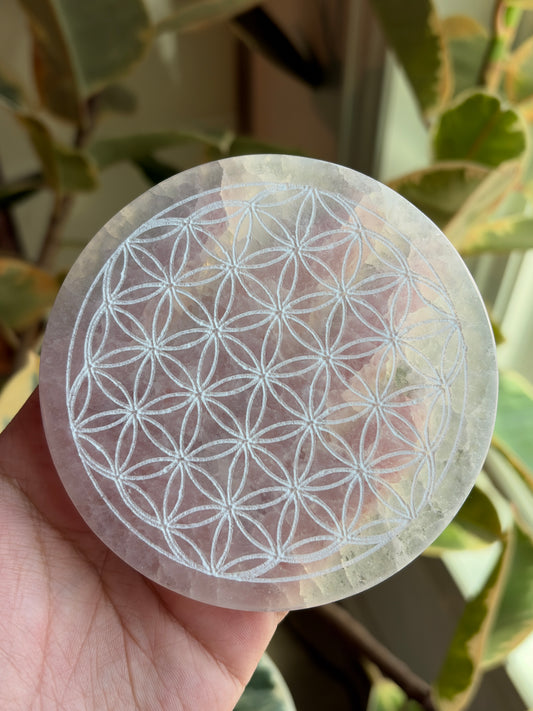 Selenite Flower Of Life Charging Plate
