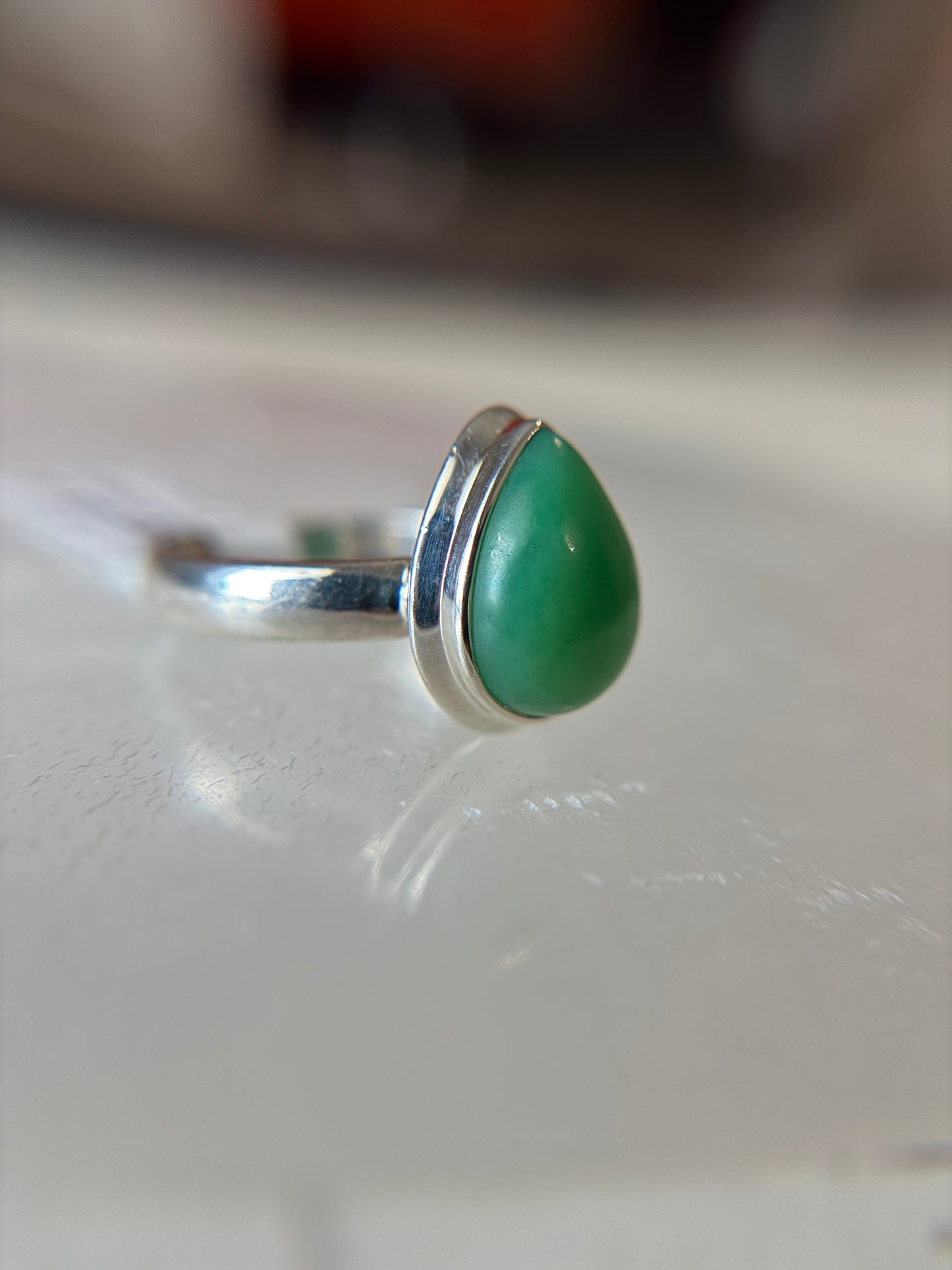 Chrysoprase Ring Size 9 Sterling Silver