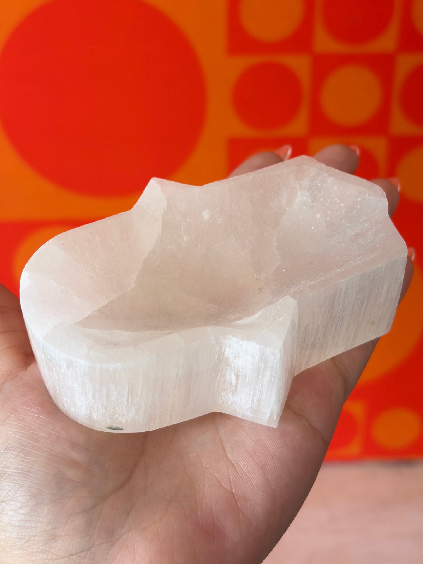 Selenite Hamsa Hand Bowl