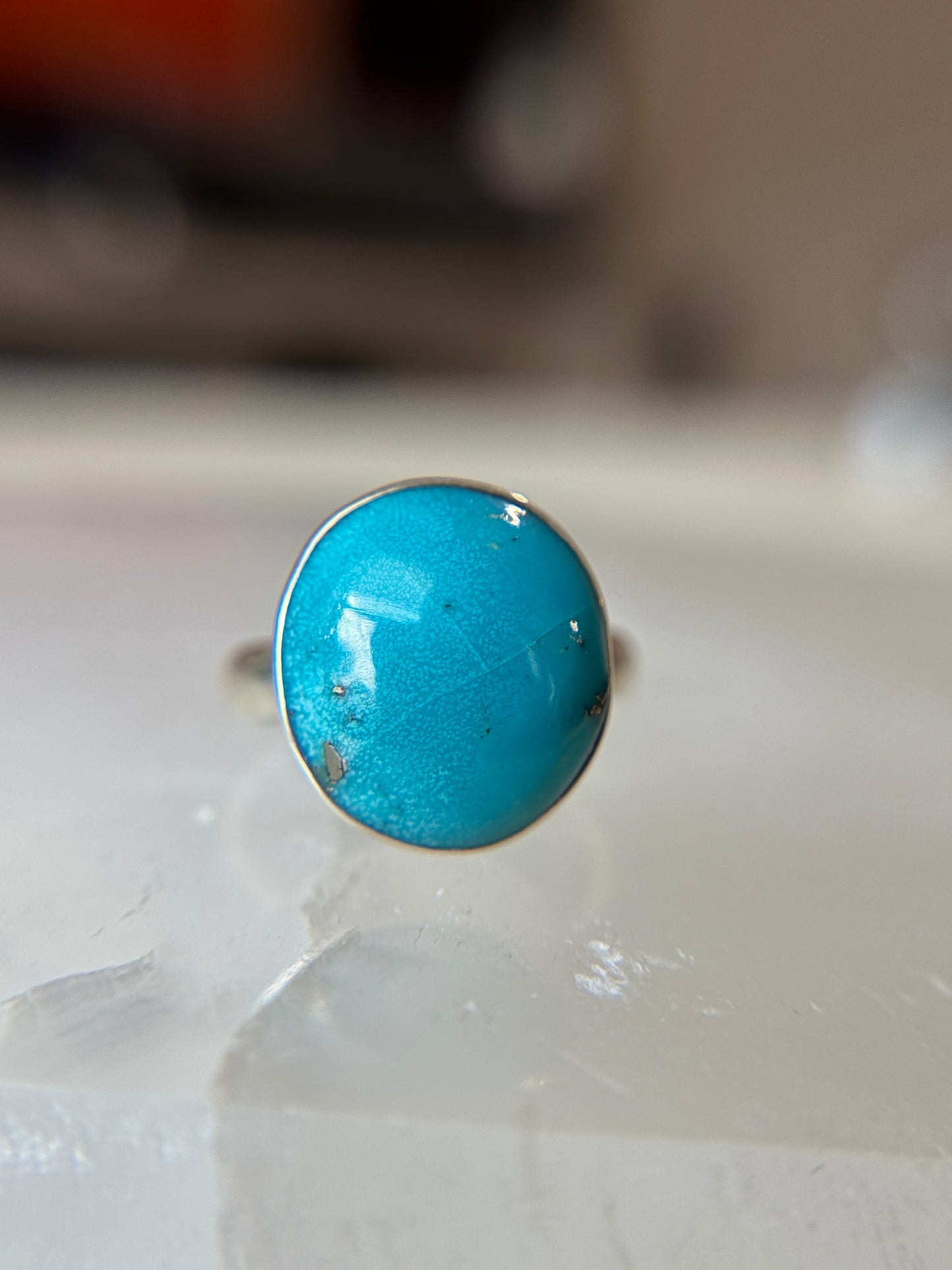 Natural Persian Turquoise Ring Size 9 Sterling Silver