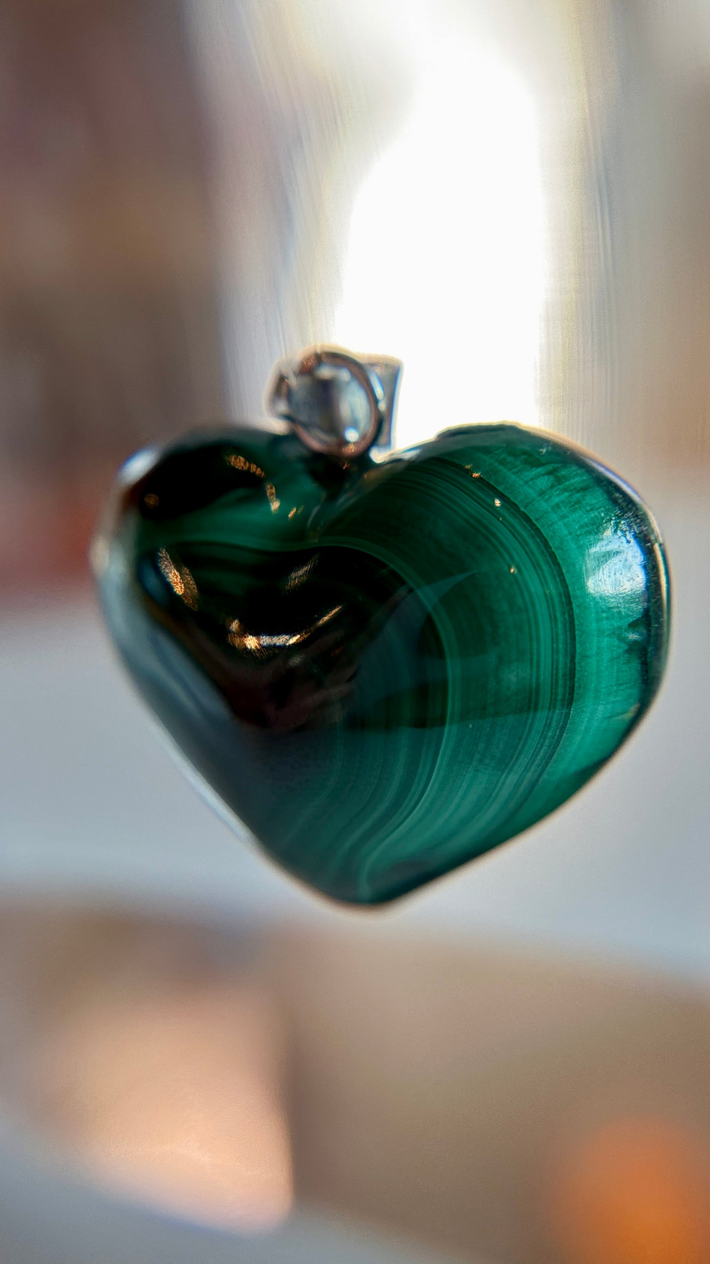 Large Malachite Hearts from Mexico with Sterling Silver Hardware