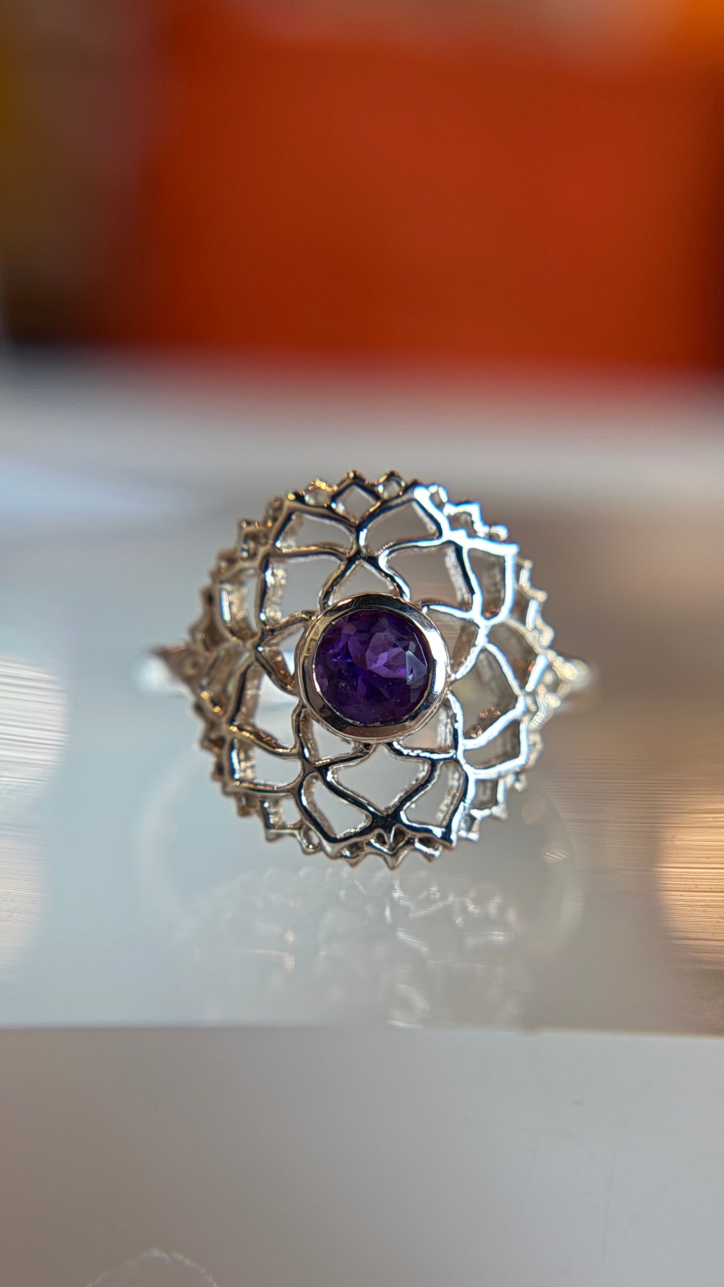 Crown Chakra Amethyst Ring Size 7