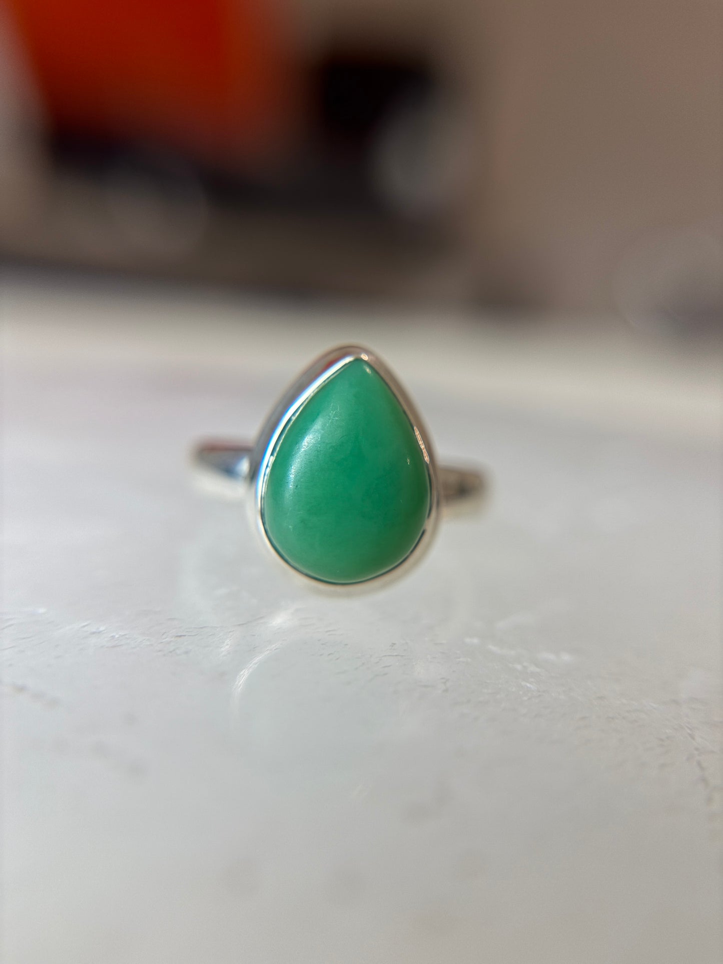 Chrysoprase Ring Size 9 Sterling Silver