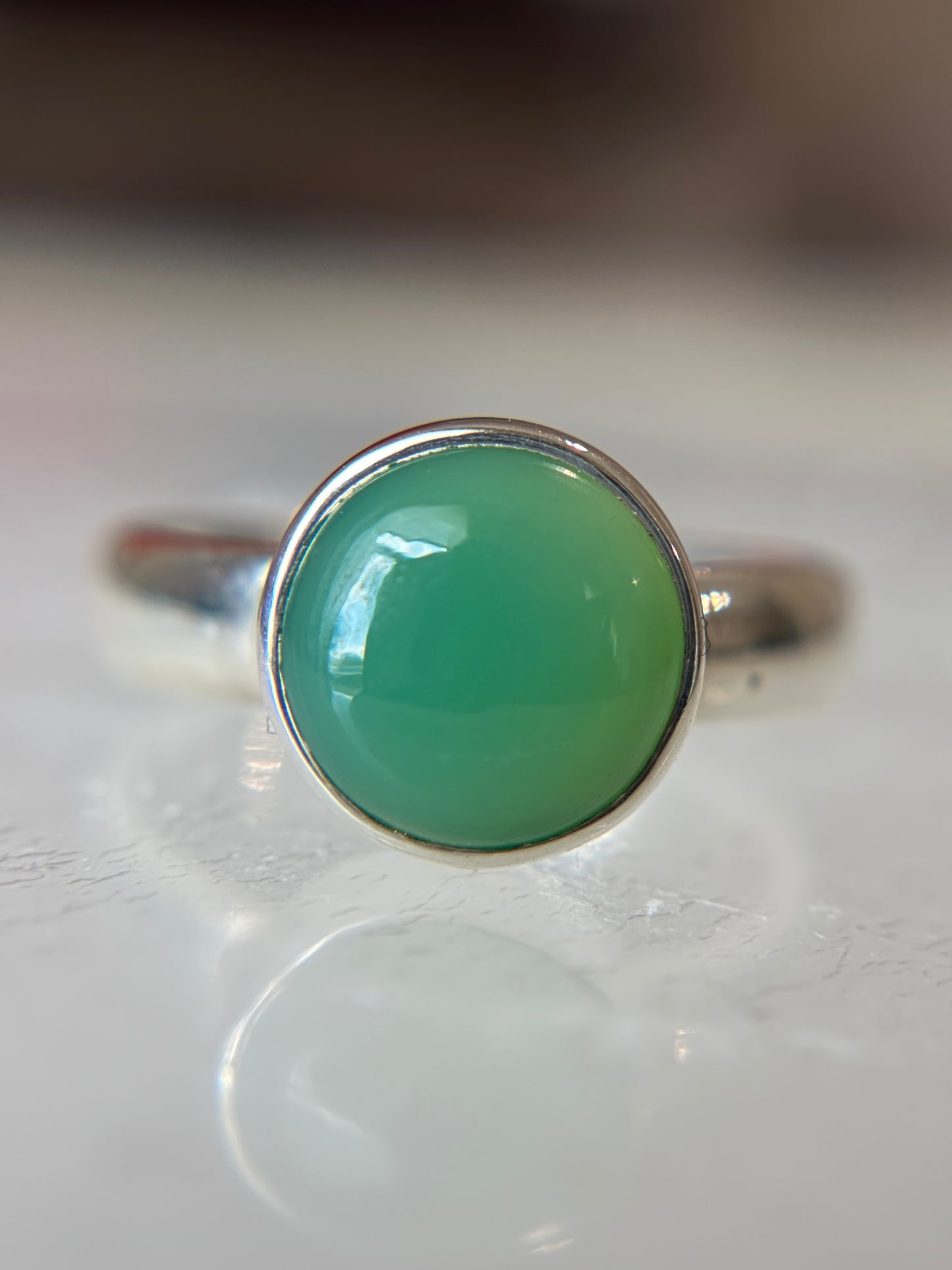 Chrysoprase Ring Size 6 Sterling Silver