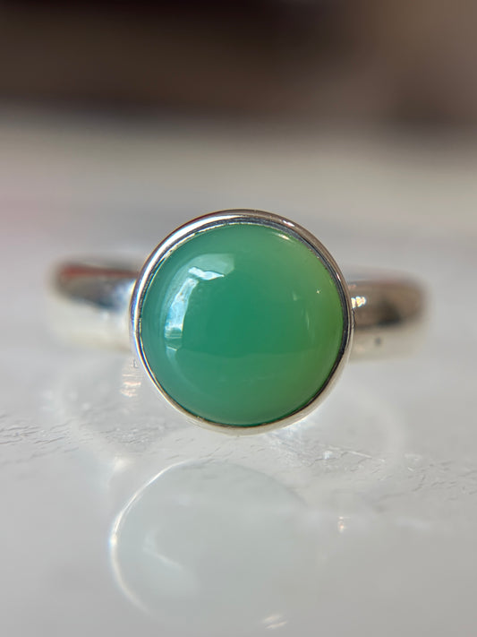 Chrysoprase Ring Size 6 Sterling Silver