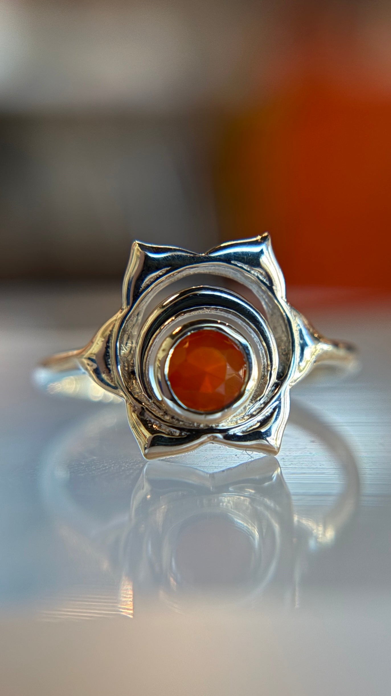 Sacral Chakra Carnelian Ring Size 6