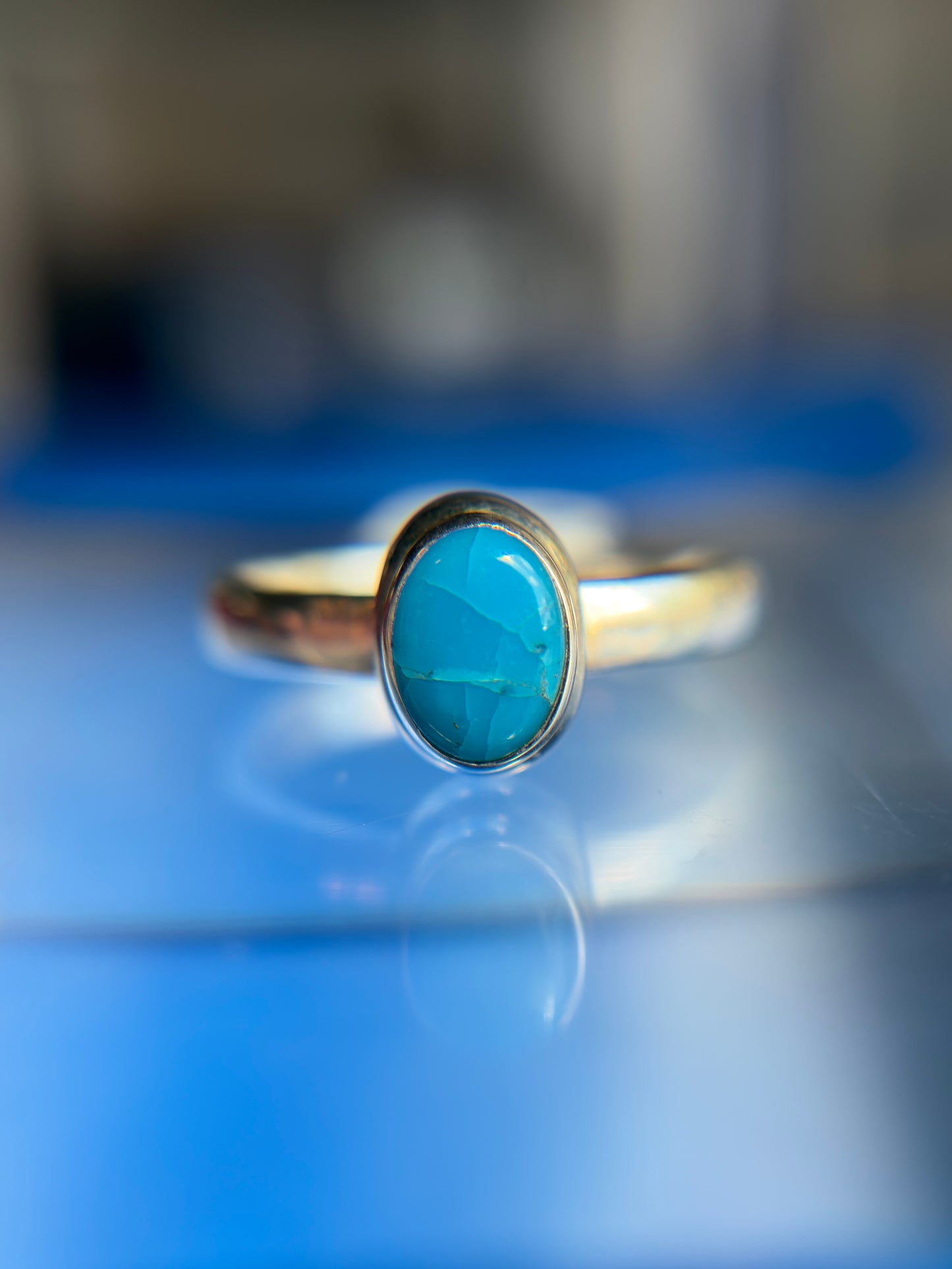 Kingman Turquoise Ring Size 7 Sterling Silver