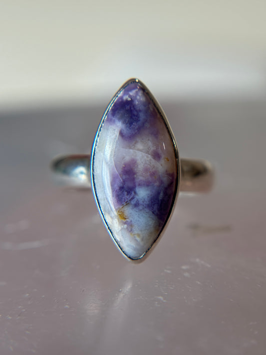 Violet Opal Ring Size 6 Sterling Silver