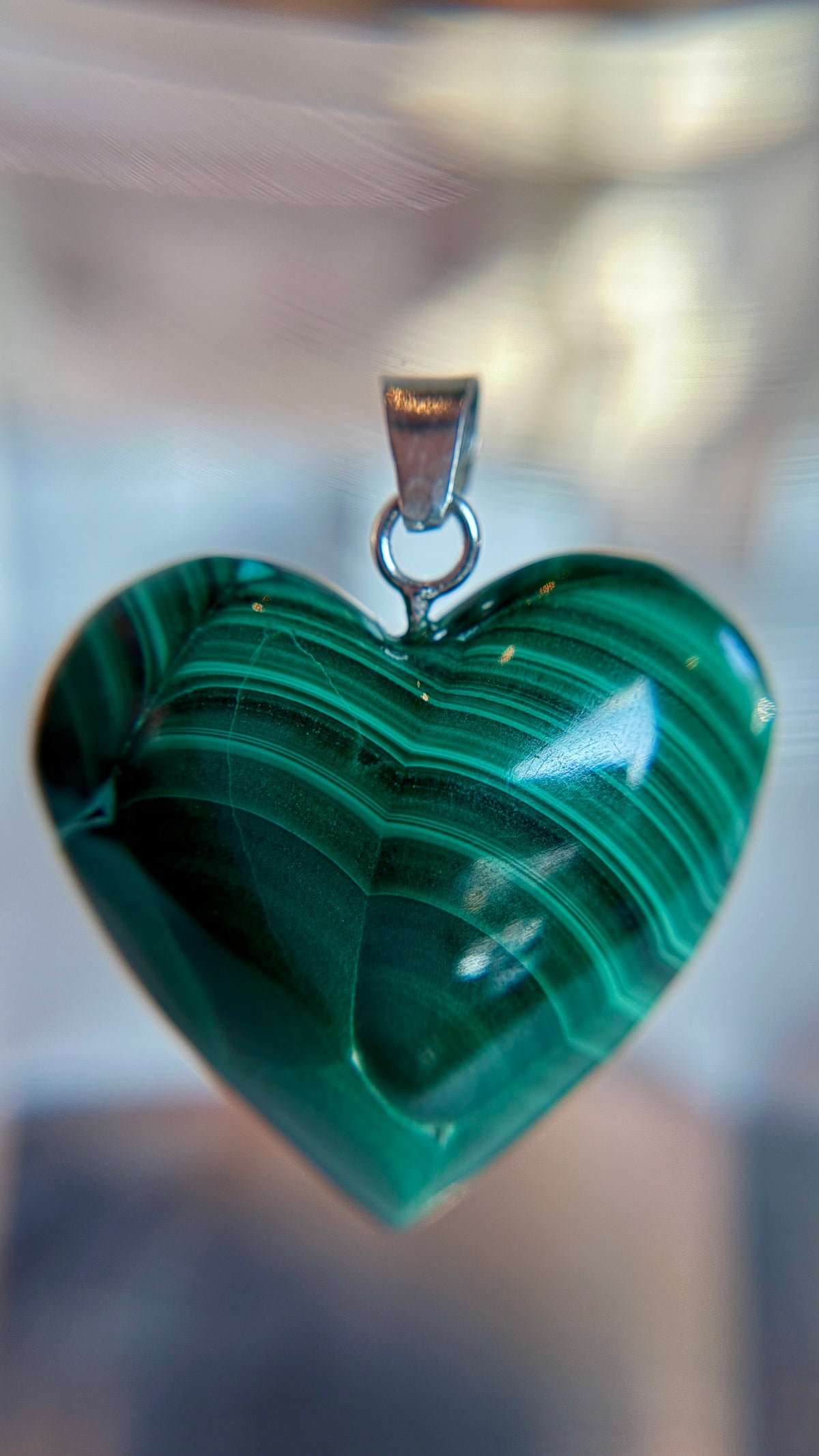 Large Malachite Hearts from Mexico with Sterling Silver Hardware